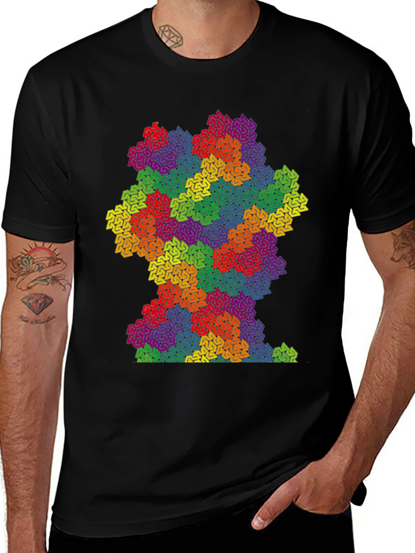 Variant 29 of Colorful Fractal Pattern Graphic T-Shirt