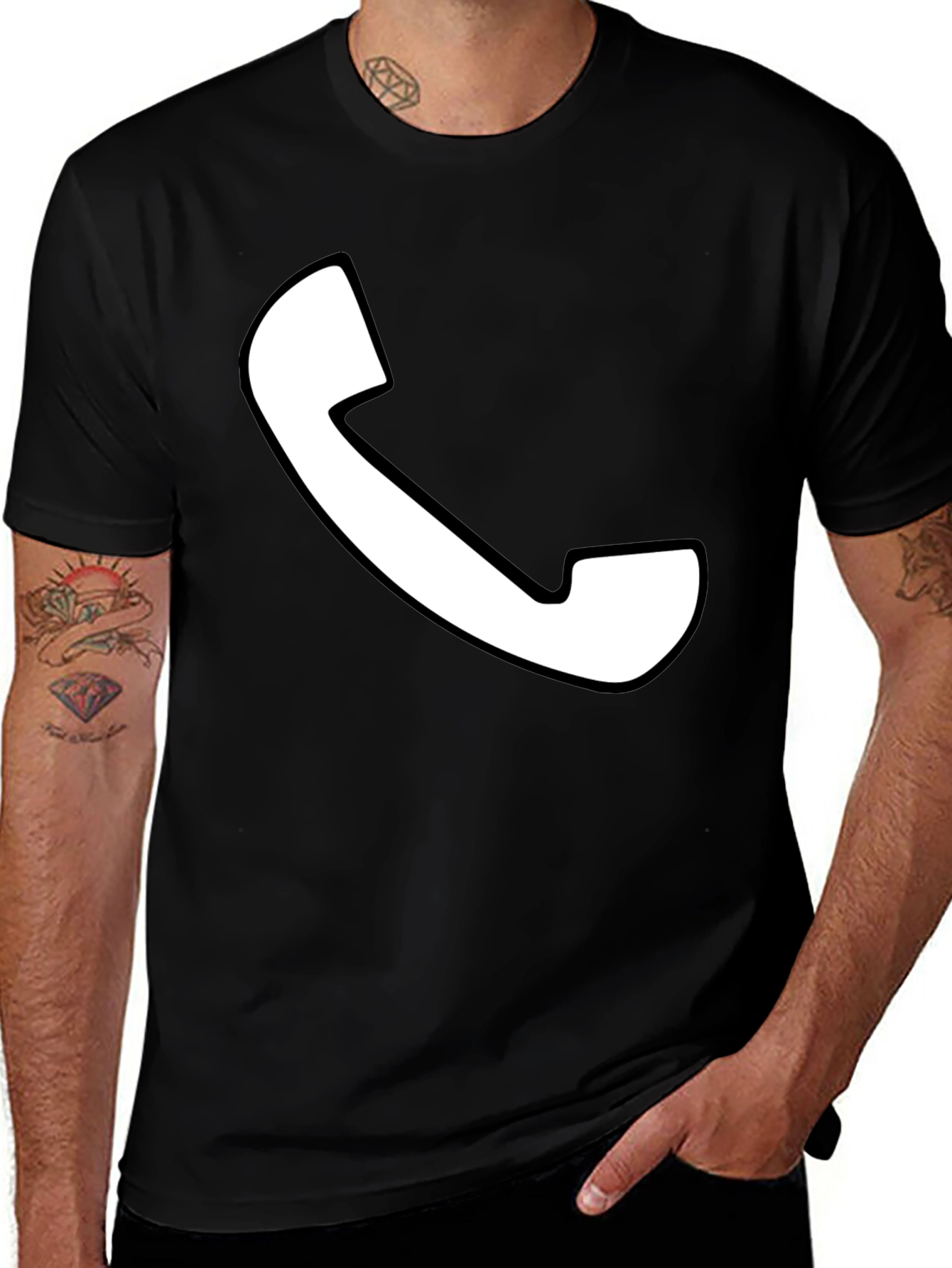 Variant 20 of Bold Phone Graphic Tee - Black Short Sleeve T-Shirt