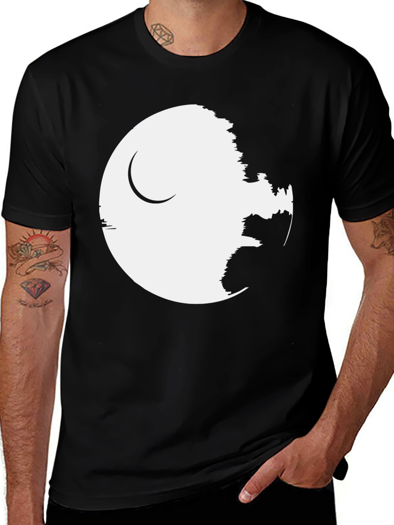 Variant 21 of Death Star Graphic Tee - Black Cotton Blend