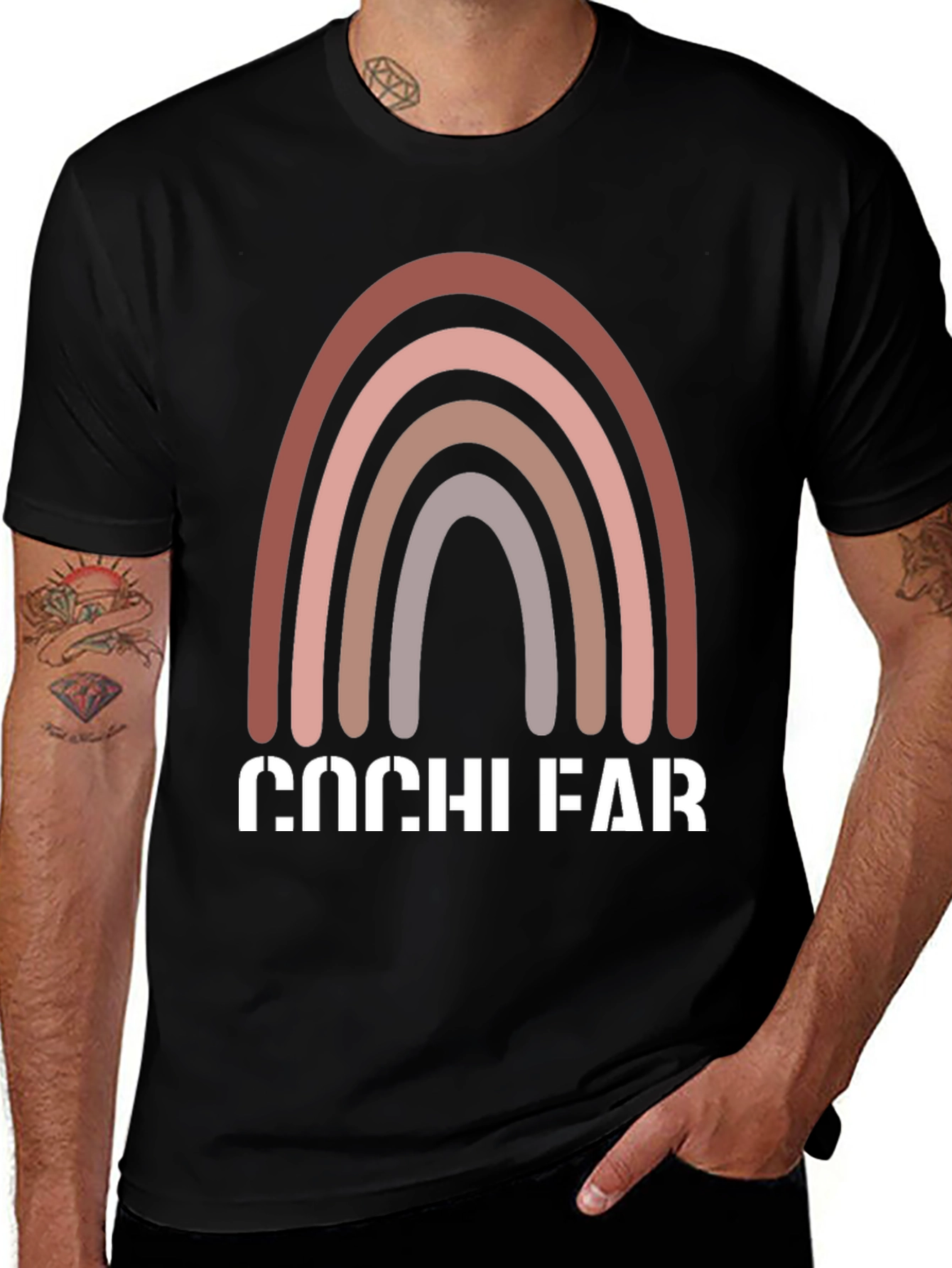 Variant 30 of Retro Rainbow Graphic Tee - 'Cochi Far' Print
