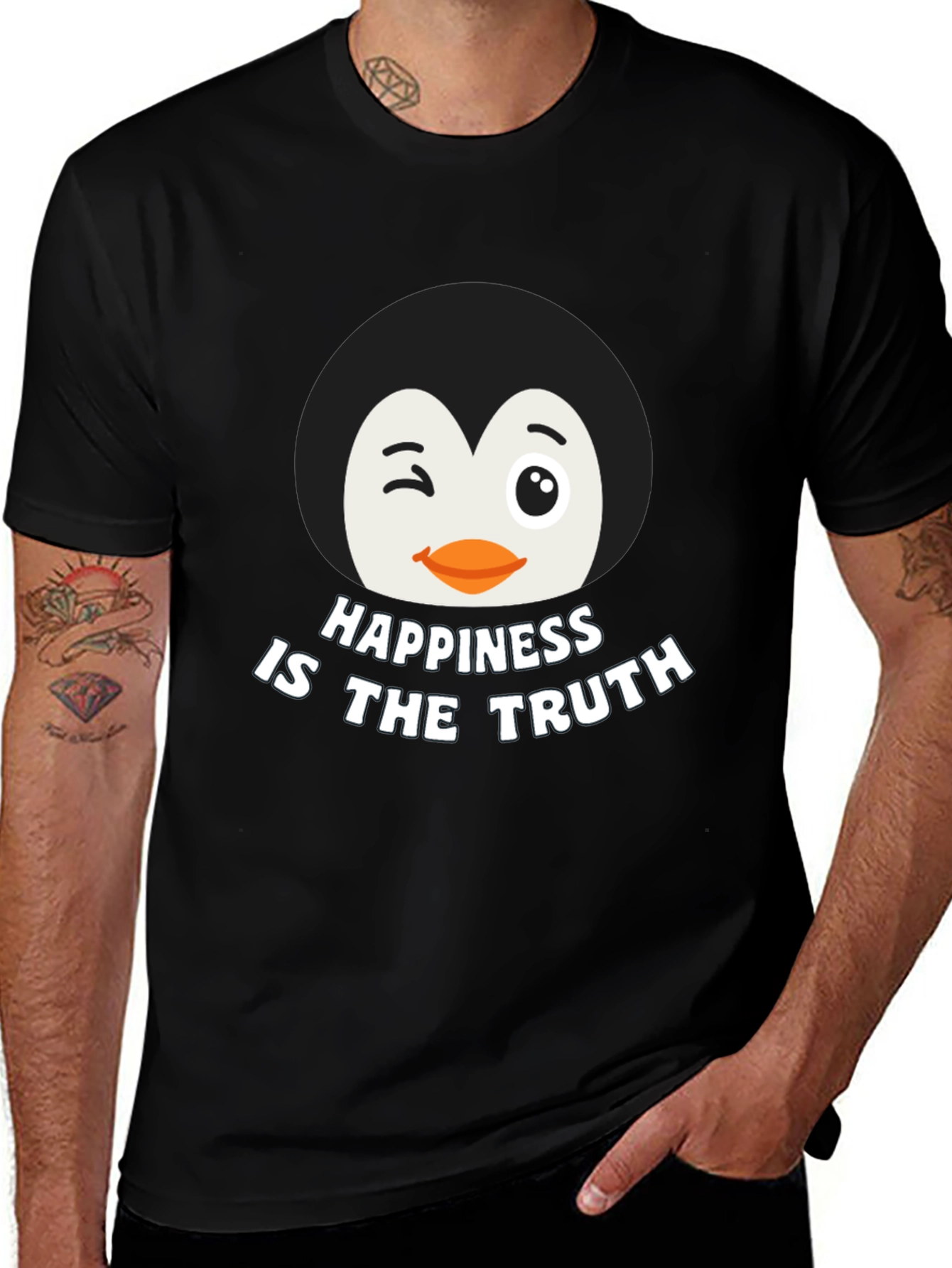 Variant 4 of Happiness Penguin Black T-Shirt