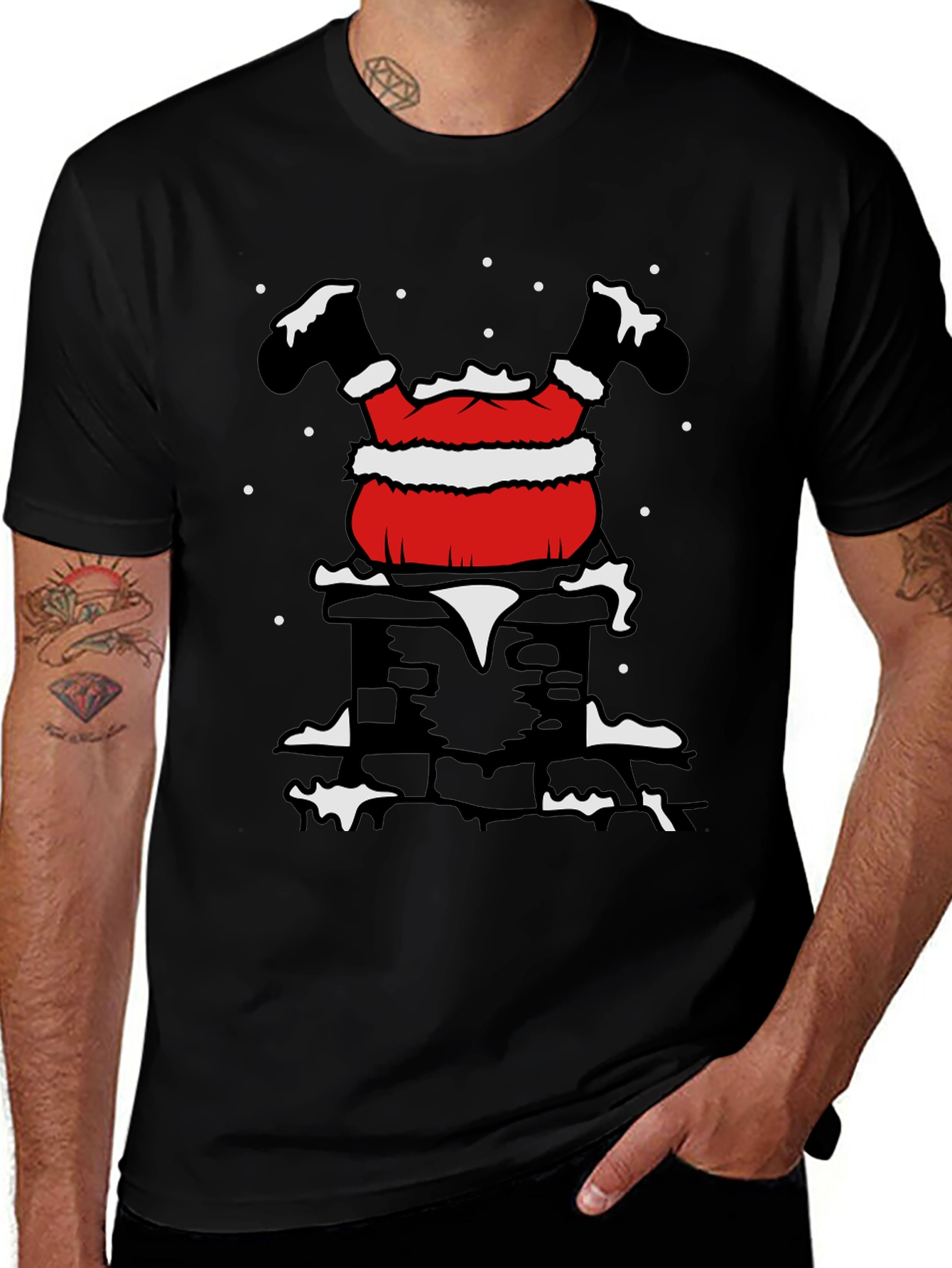 Santa Stuck in Chimney T-Shirt - Holiday Fun