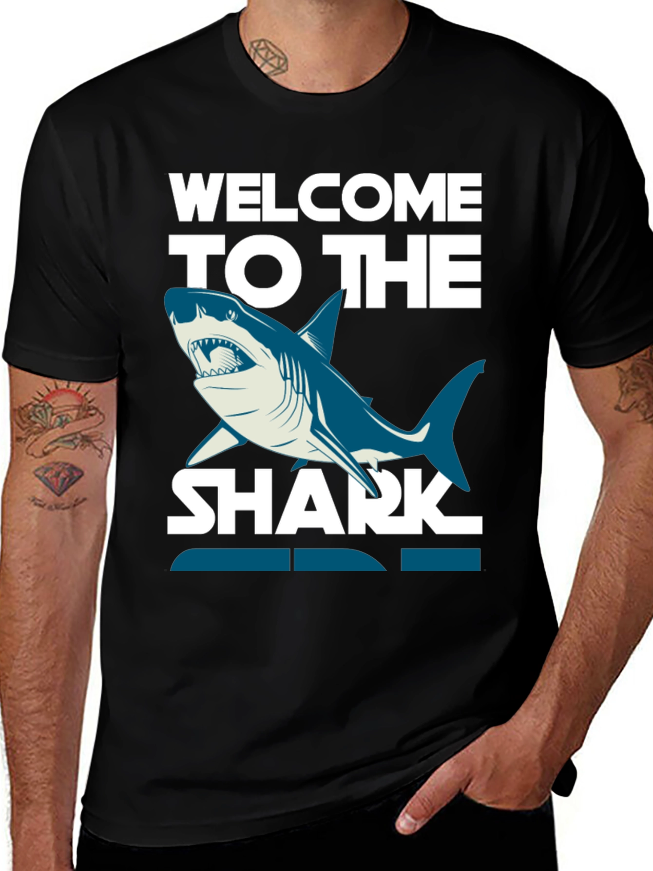Variant 11 of Welcome to the Shark Zone Black Graphic Tee