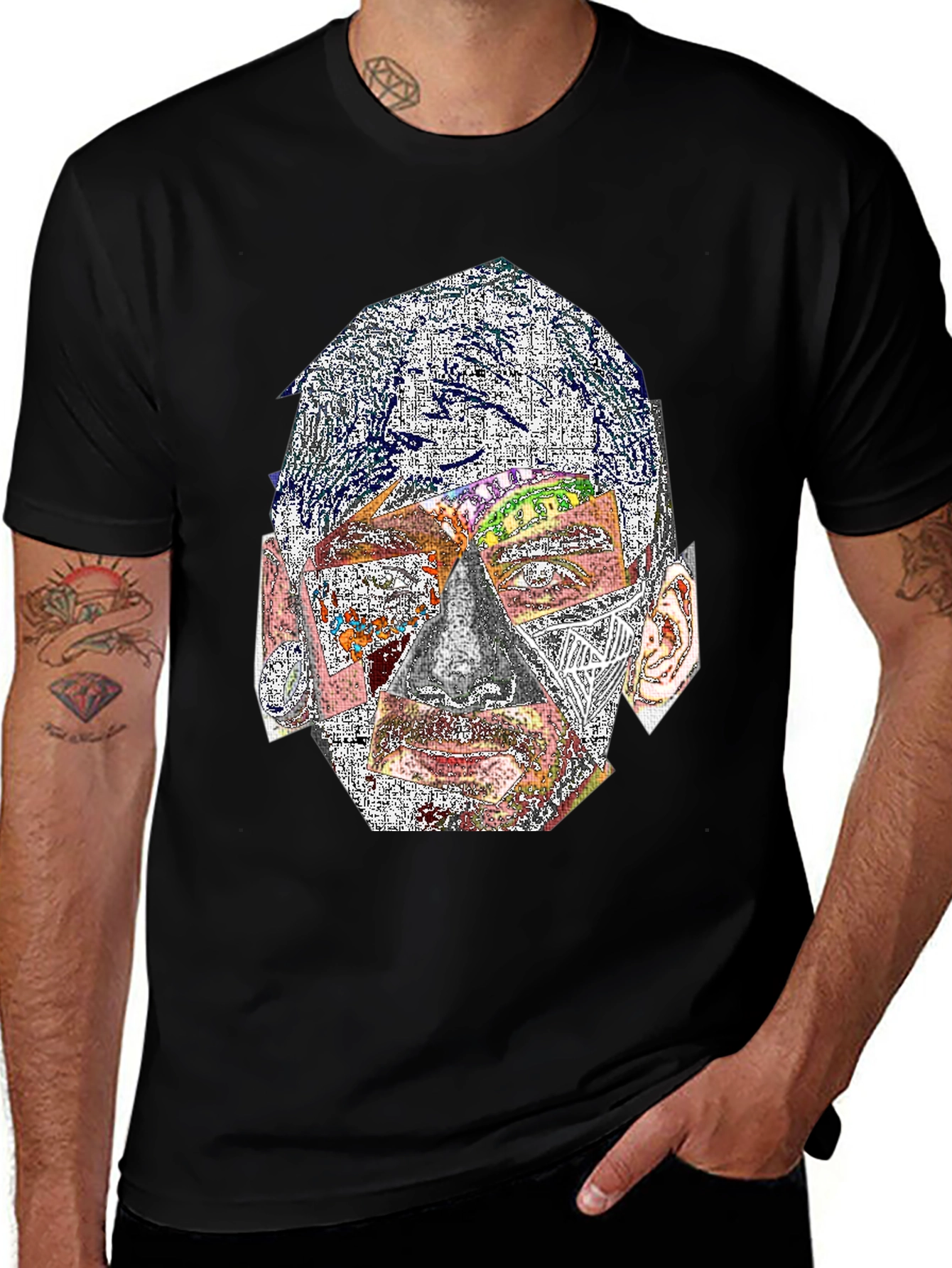 Abstract Face Graphic Print Crew Neck T-Shirt