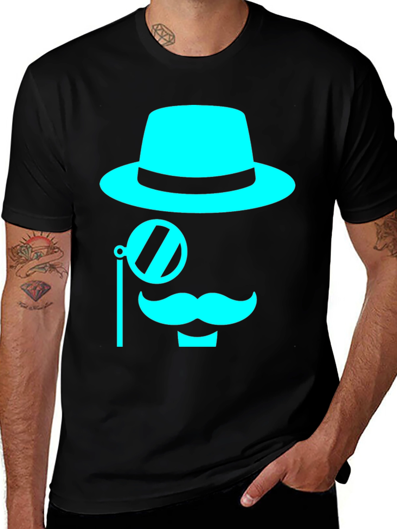 Variant 7 of Cyan Graphic Tee - Monocle & Moustache Design