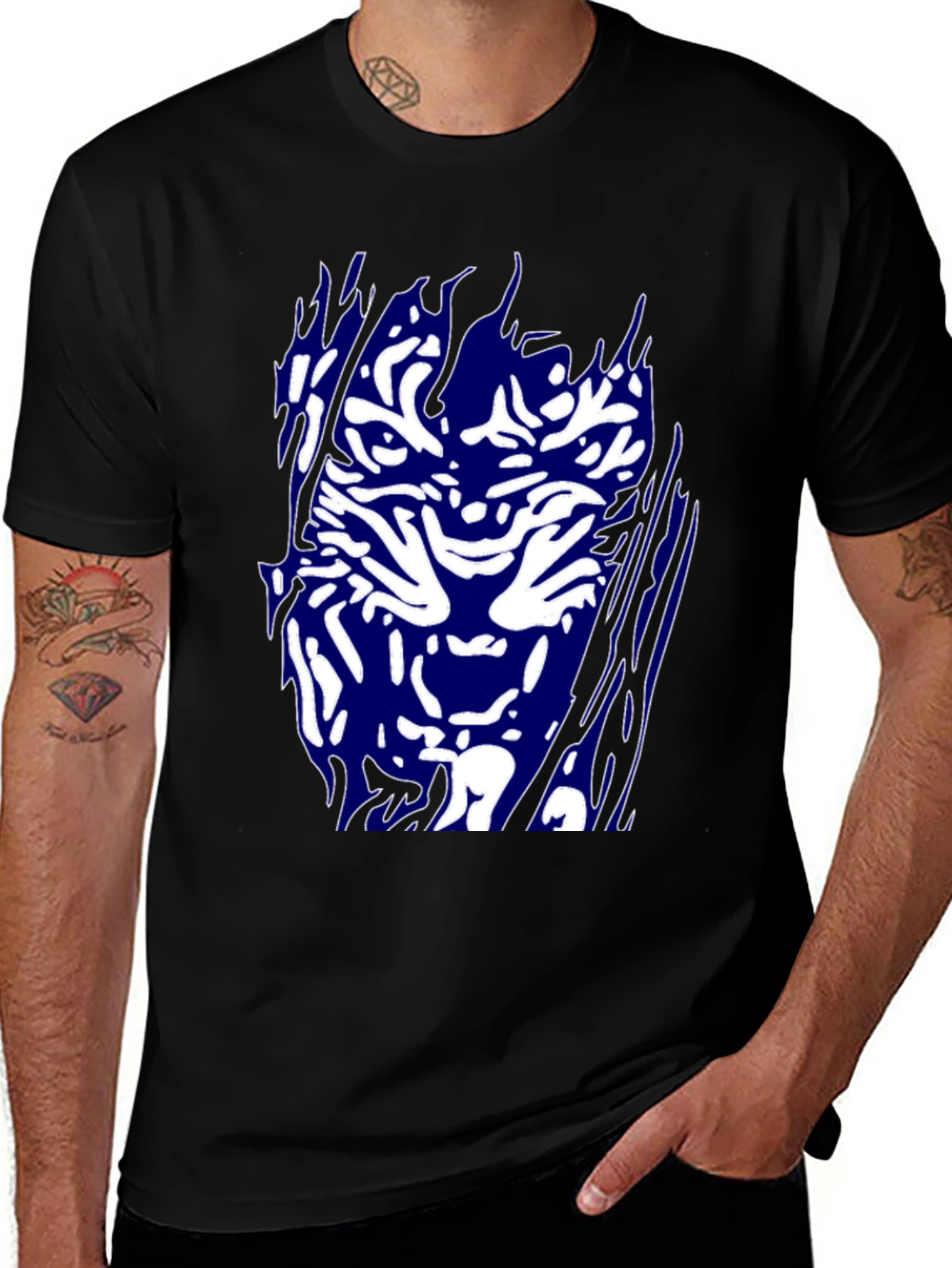 Variant 27 of Tiger Graphic Print Black T-Shirt
