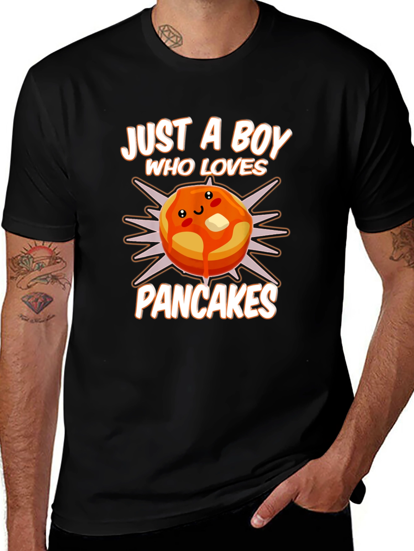 Just A Boy Who Loves Pancakes T-Shirt Funny Foodie Tee
