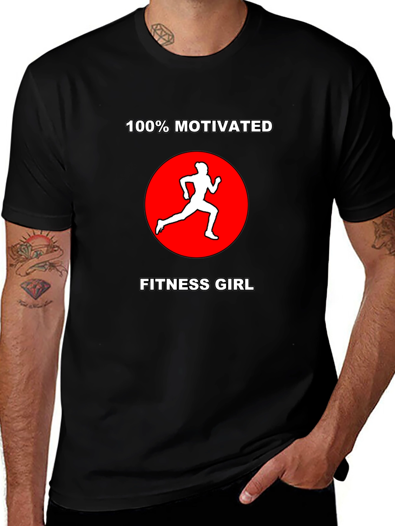 Variant 28 of Motivated Fitness Girl Black T-Shirt