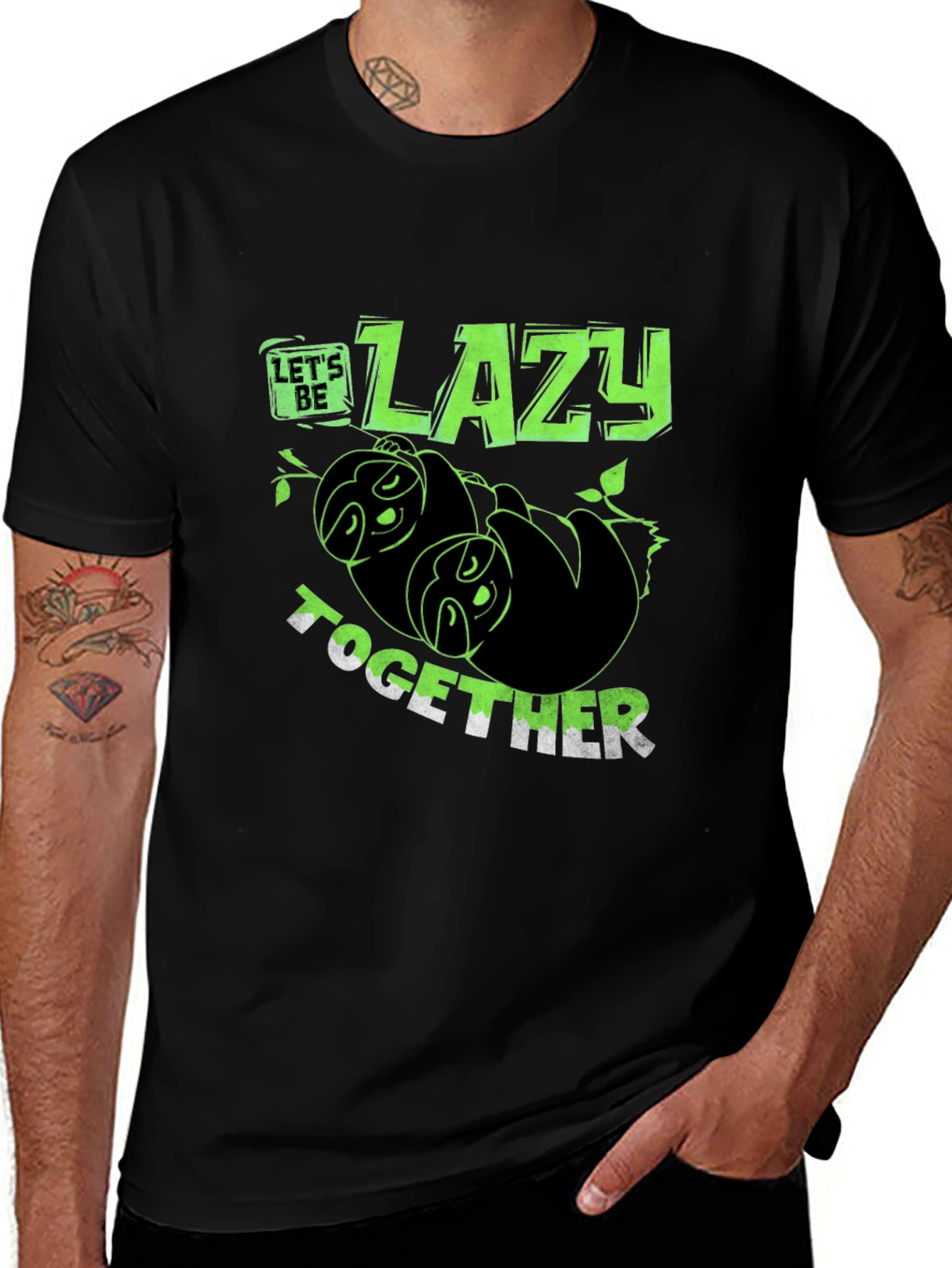 Variant 30 of Lazy Sloth Graphic Tee - Relax Together!