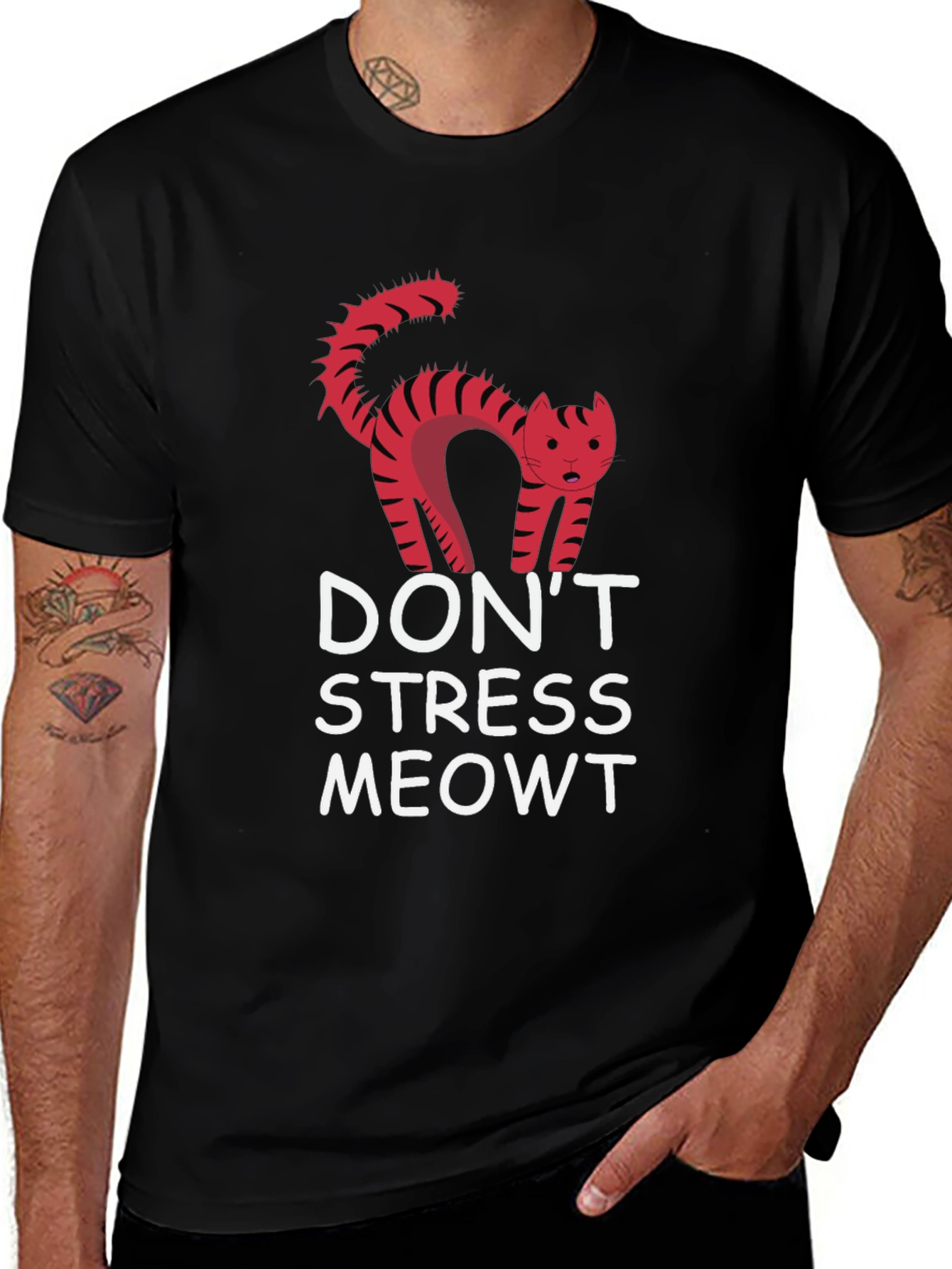 Variant 29 of Don't Stress Meowt Black Graphic Tee