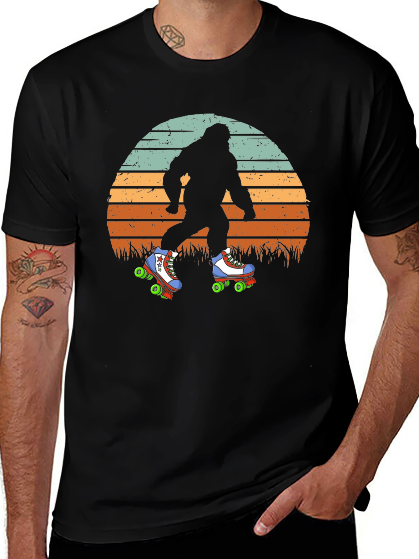 Variant 15 of Bigfoot Roller Skating Sunset T-Shirt
