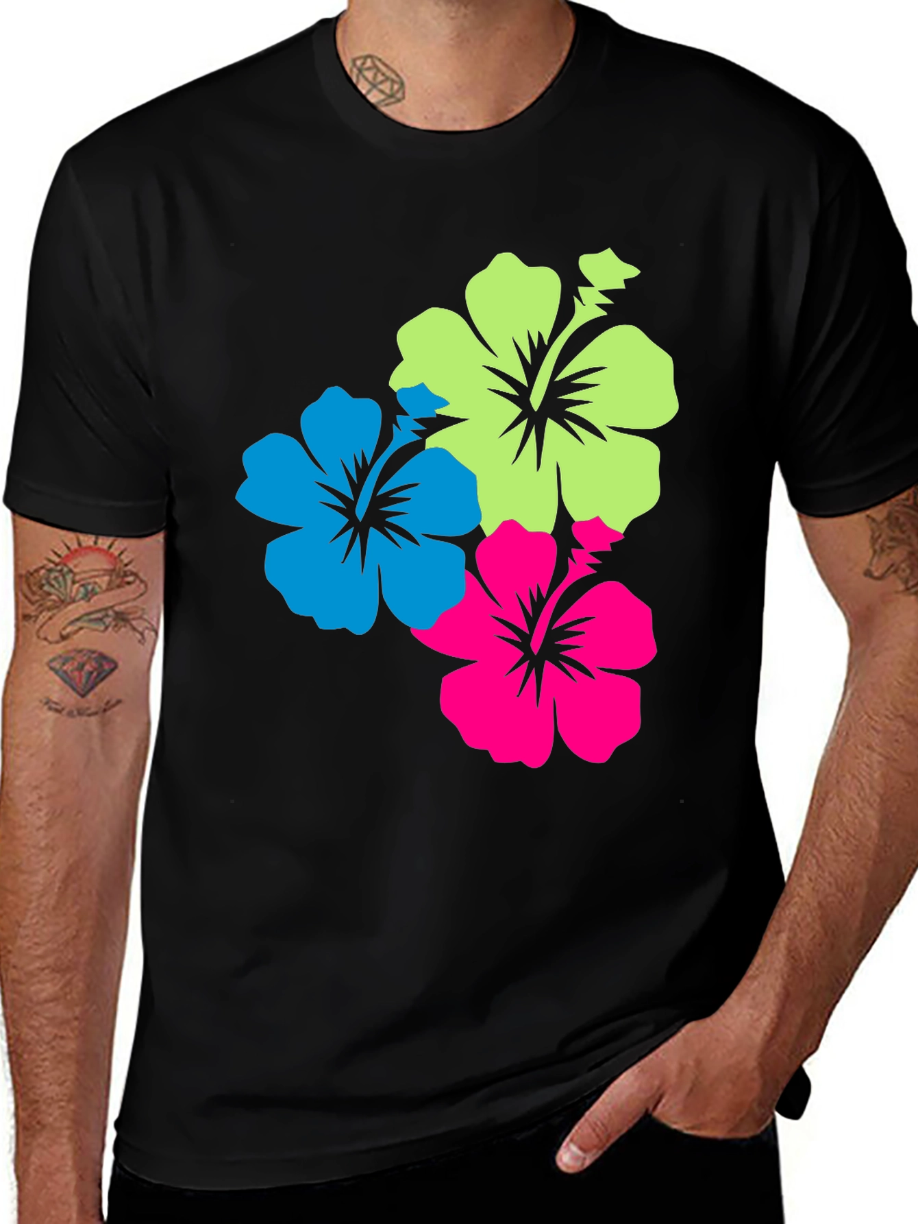 Floral T-Shirt: Vivid Hibiscus Design