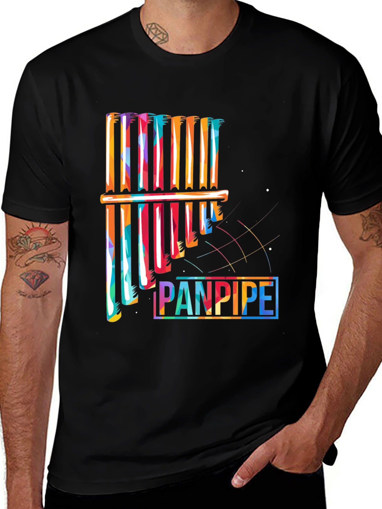 Variant 9 of Colorful Panpipe Graphic Tee - Musical Instrument Shirt