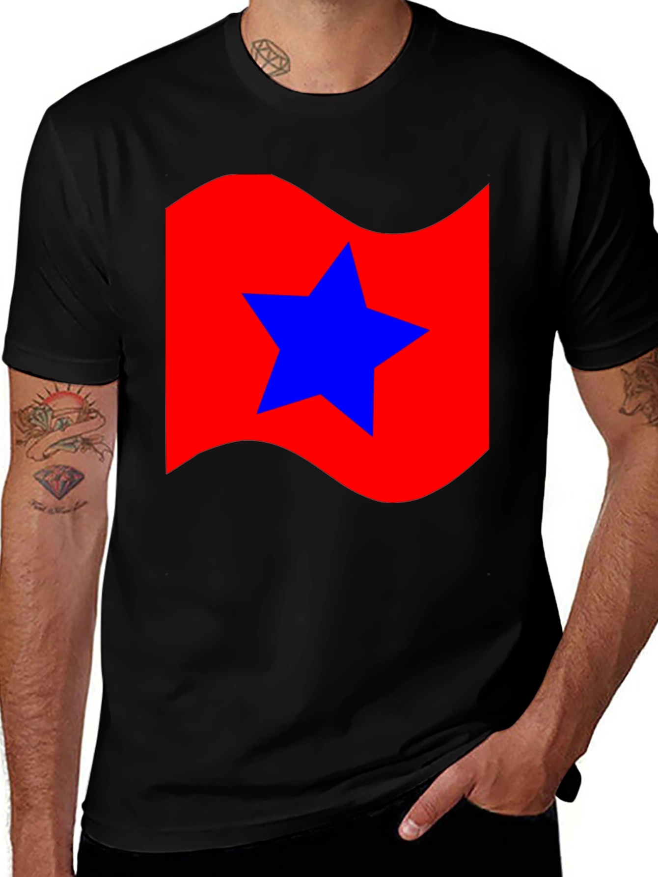 Variant 8 of Red Star Graphic Tee - Men's Black T-Shirt