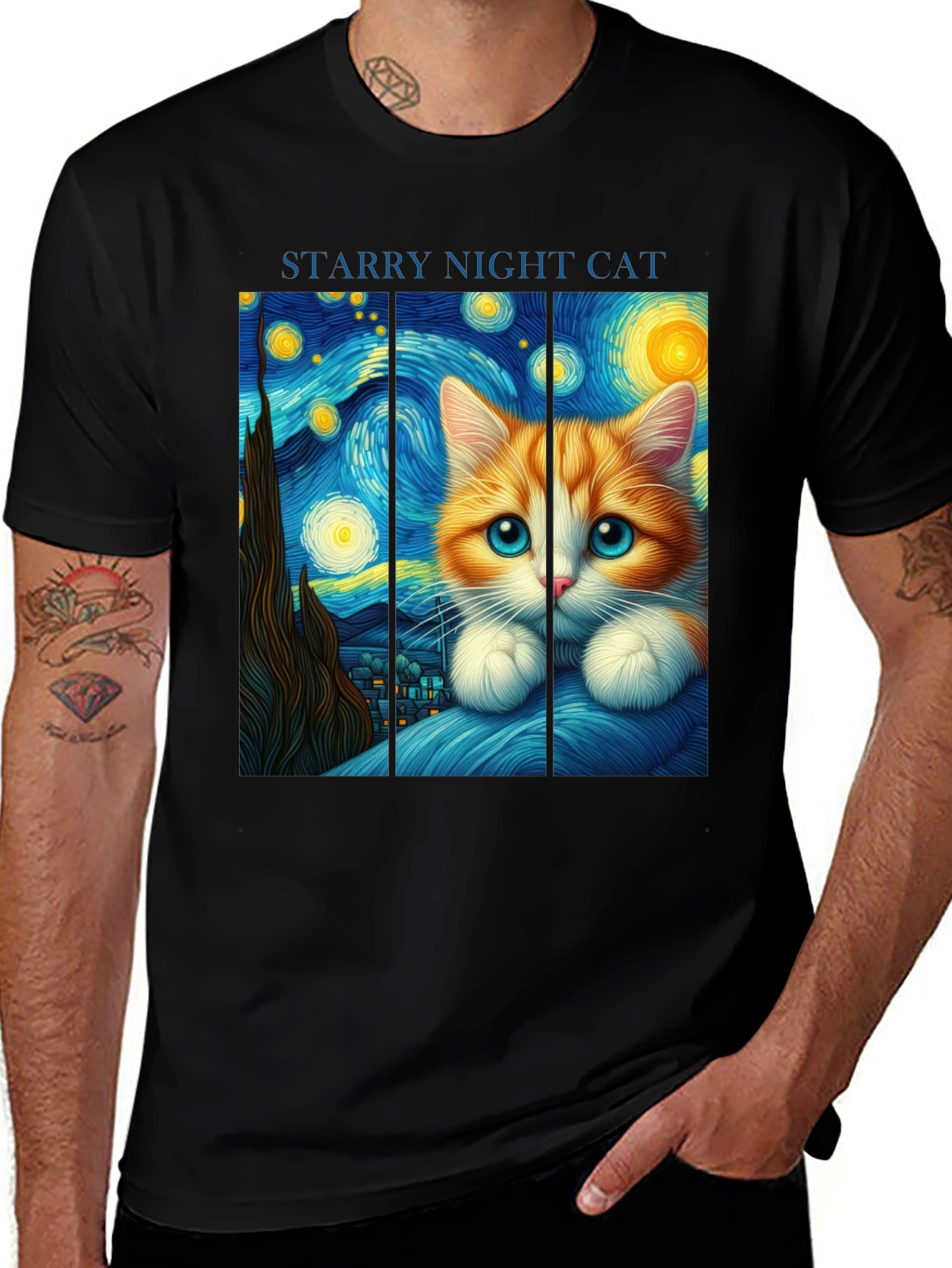 Variant 17 of Starry Night Cat T-Shirt