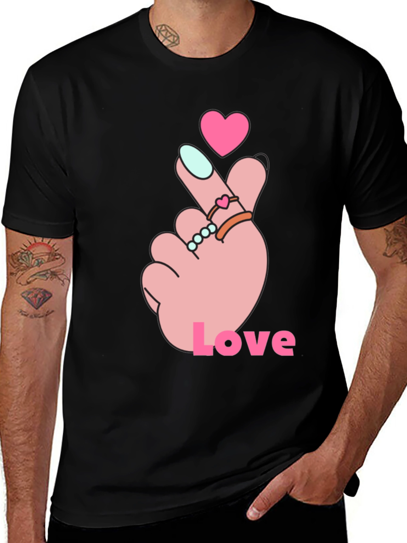 Variant 28 of Heart Finger Love Graphic Tee