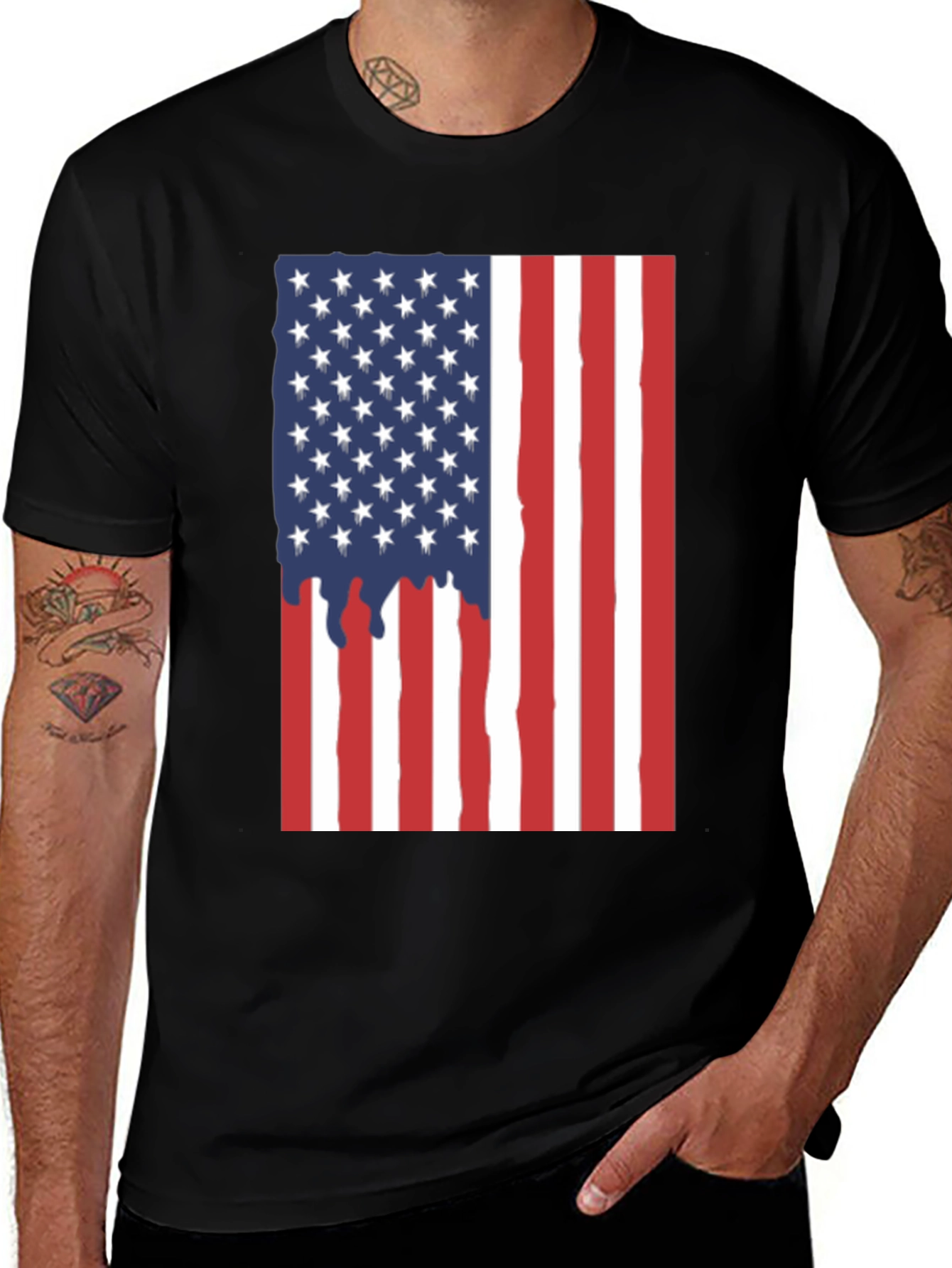 Variant 6 of USA Flag Graphic T-Shirt - Patriotic Black Tee