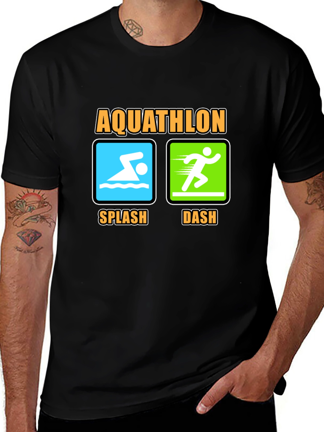 Variant 7 of Aquathlon Splash Dash Black T-Shirt