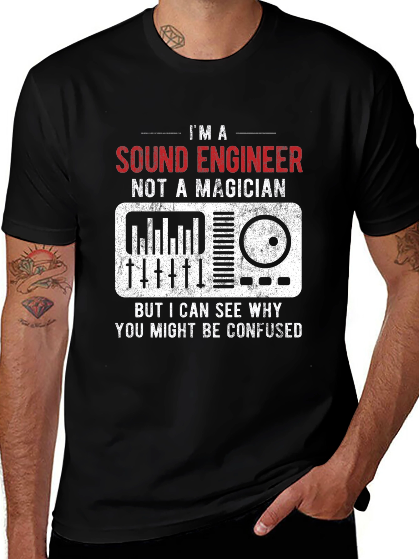Variant 2 of Sound Engineer T-Shirt - Not a Magician Funny Tee