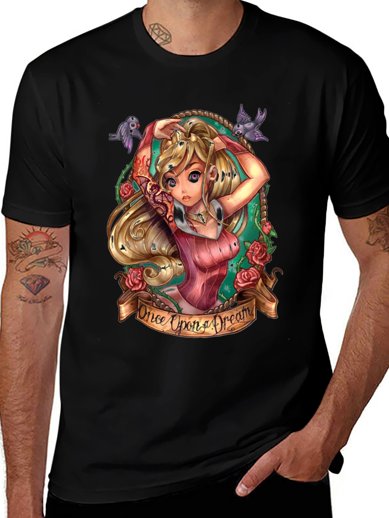 Variant 27 of Once Upon a Dream Cartoon Graphic Black T-Shirt