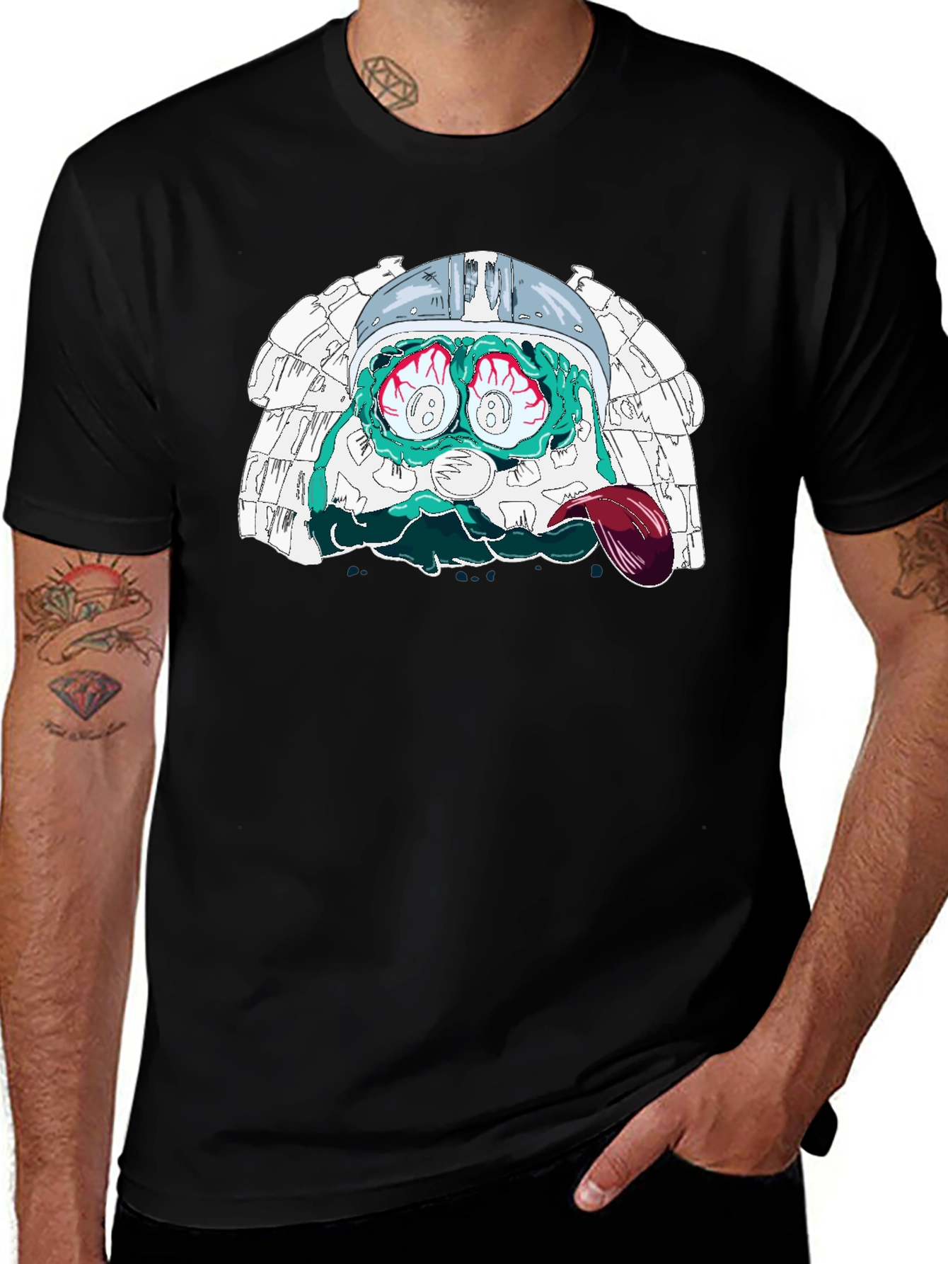 Variant 26 of Eye-Popping Cartoon Graphic Black T-Shirt