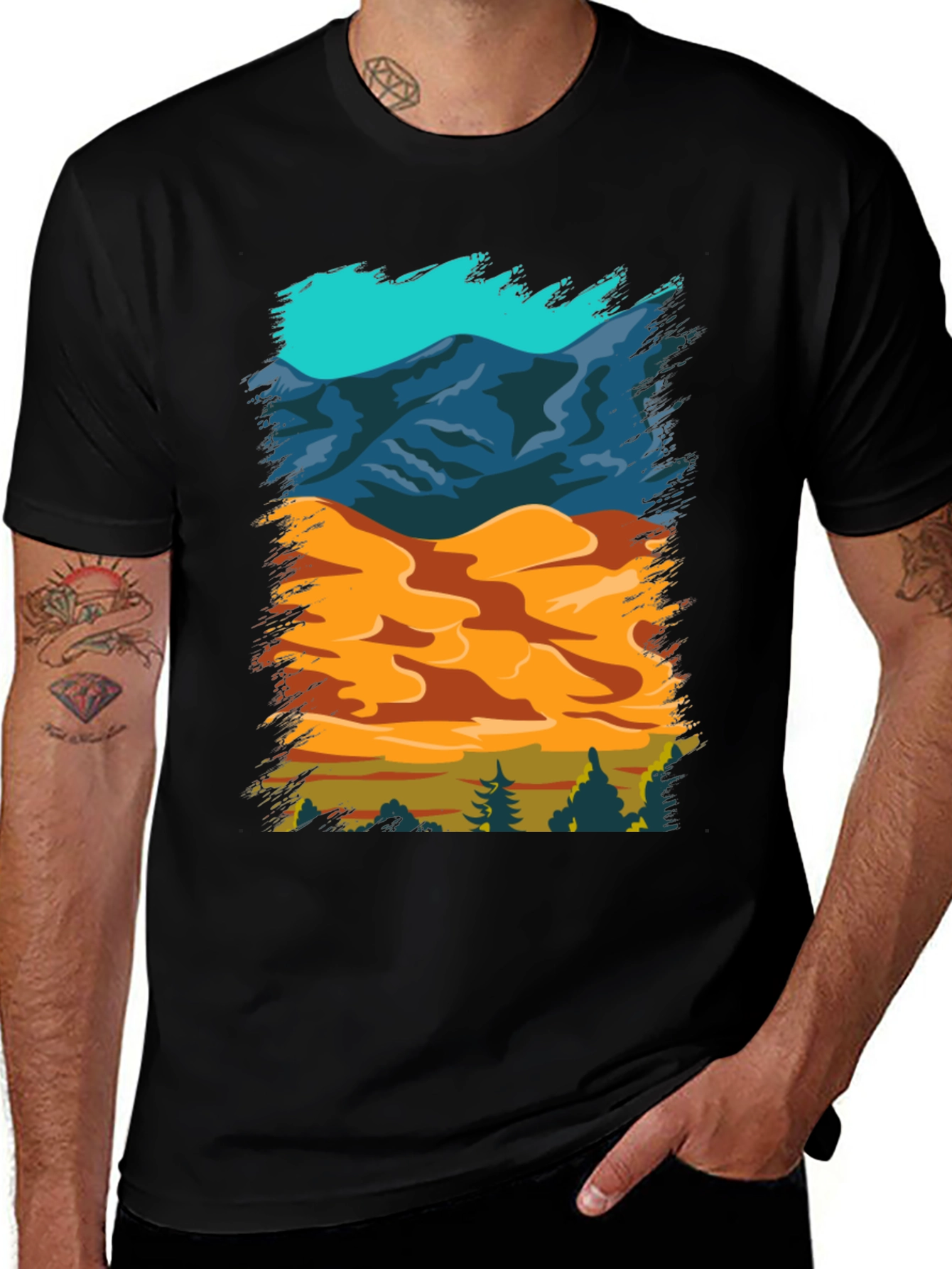 Nature Scene Graphic Tee - Mountain Sand Forest