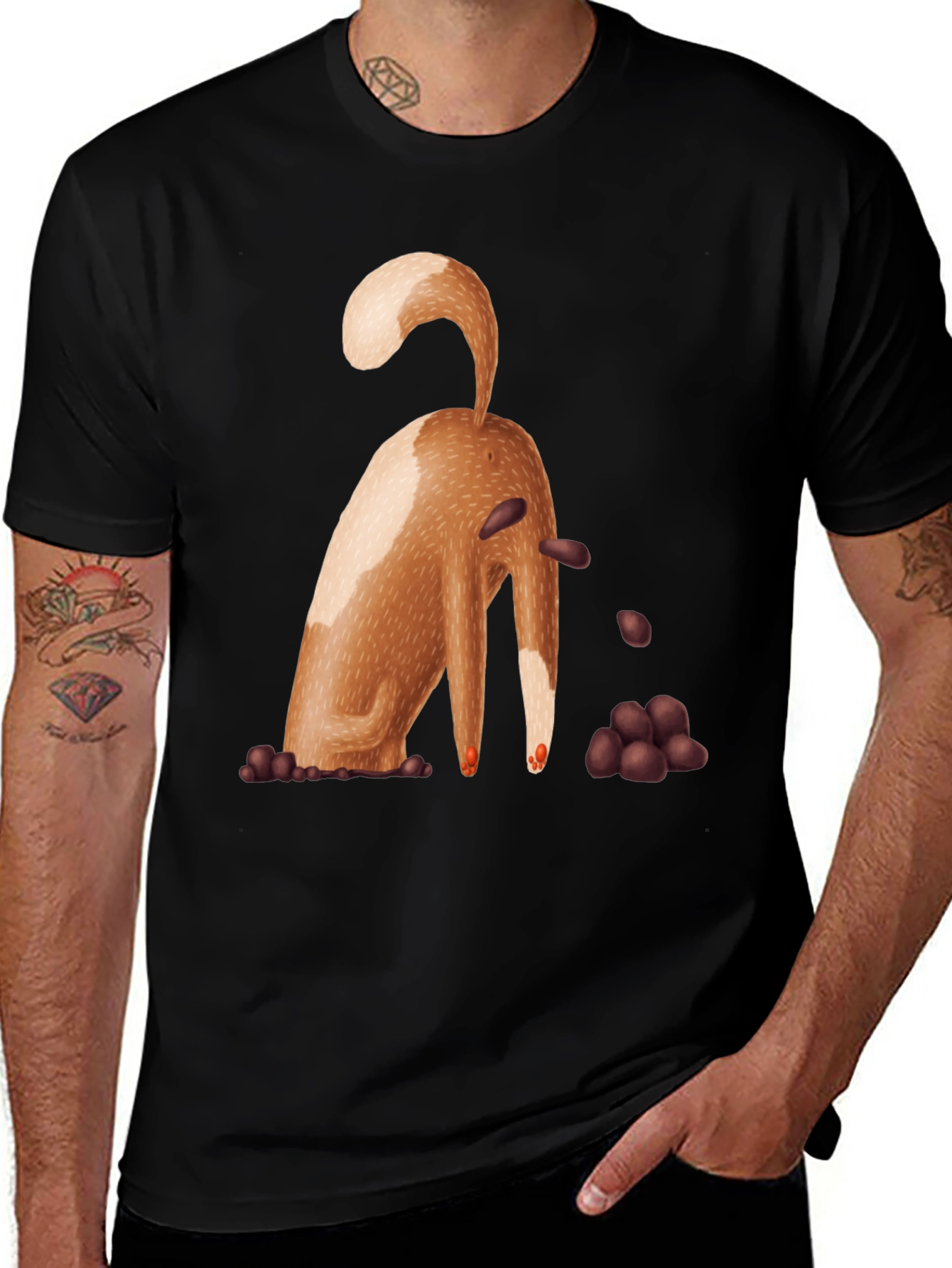 Variant 4 of Funny Dog T-Shirt - Brown Puppy Digging Design