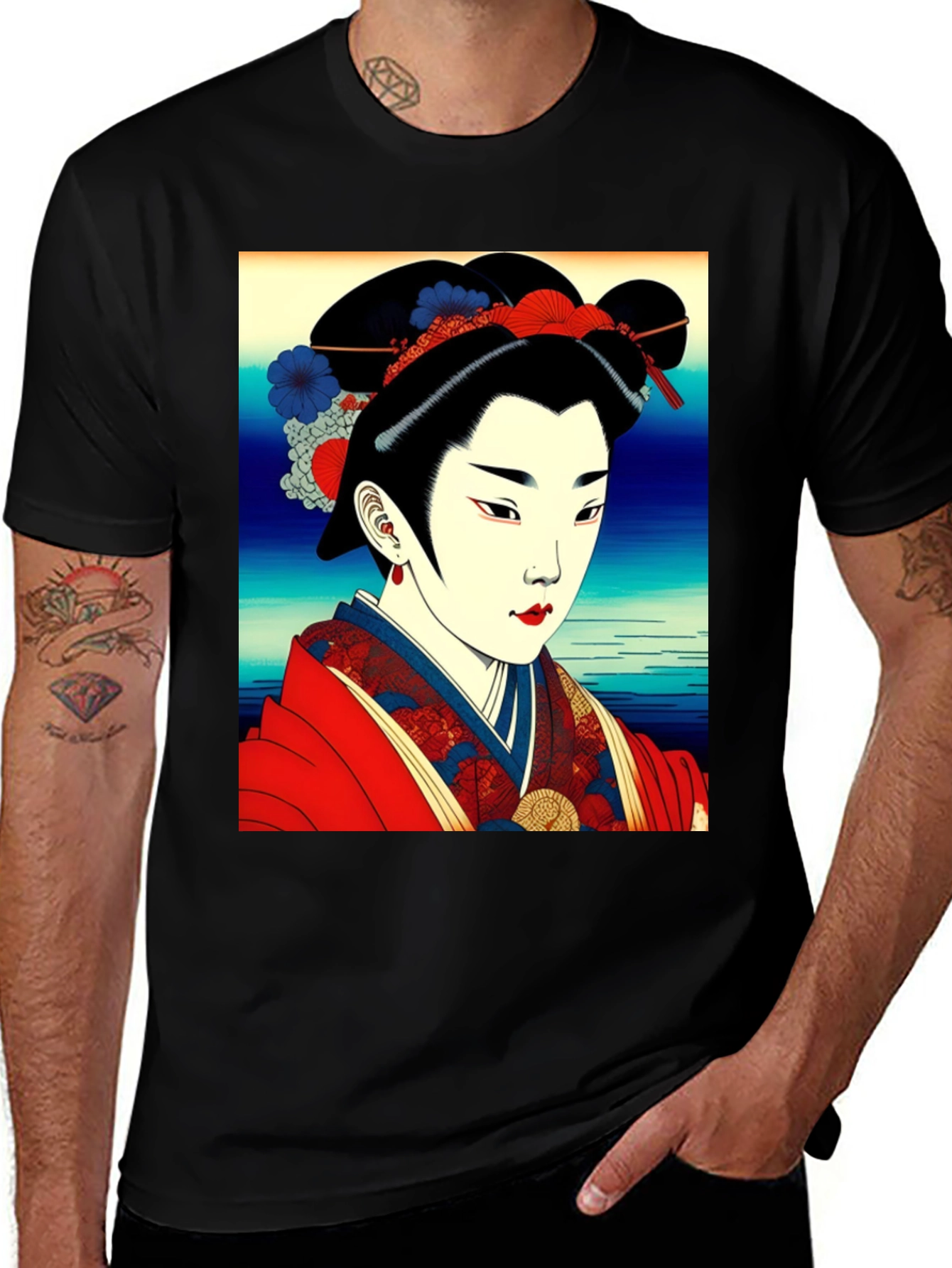 Variant 26 of Ukiyo-e Geisha Graphic Tee - Stylish Japanese Art Shirt
