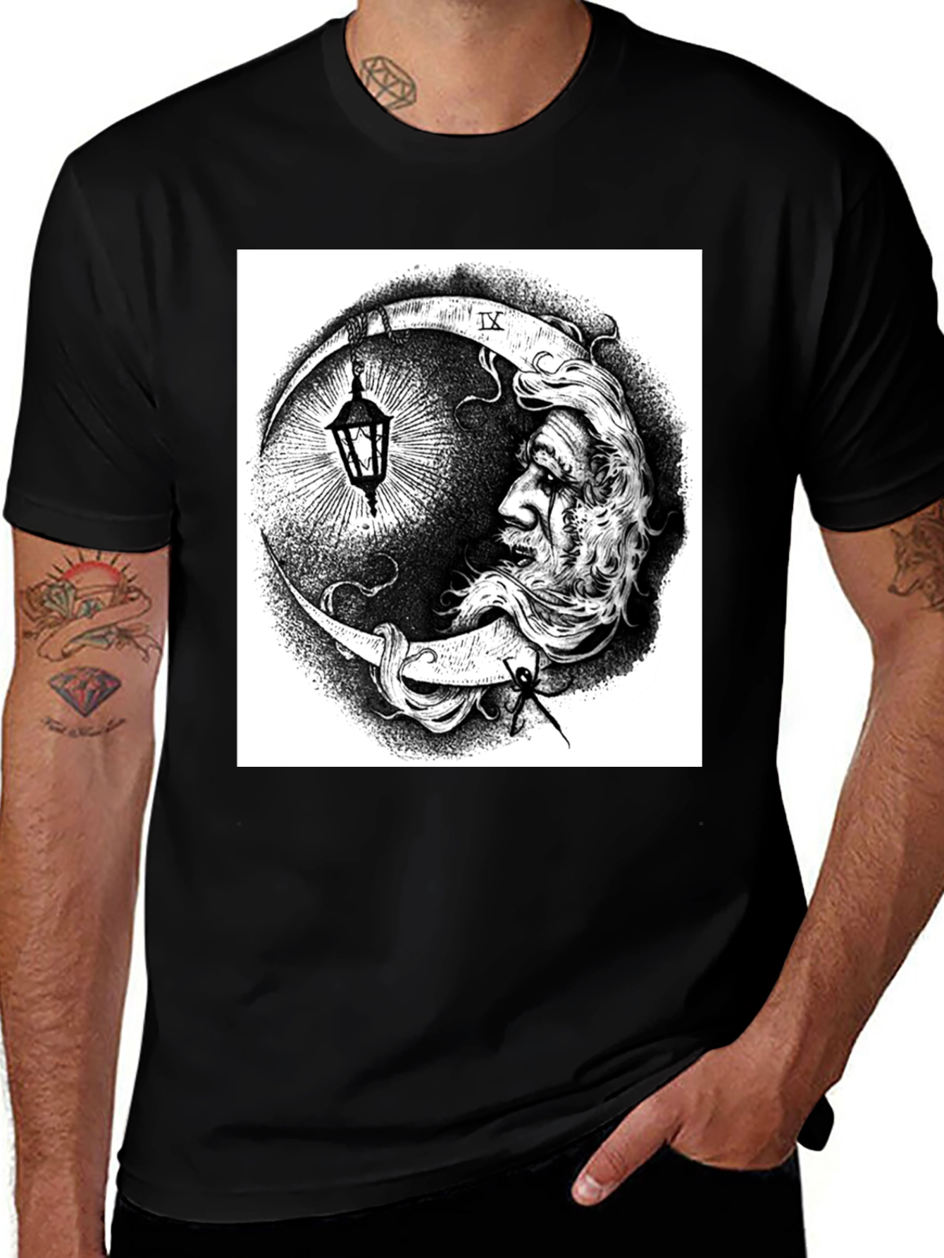 Variant 14 of Moon Man Graphic Print Black T-Shirt