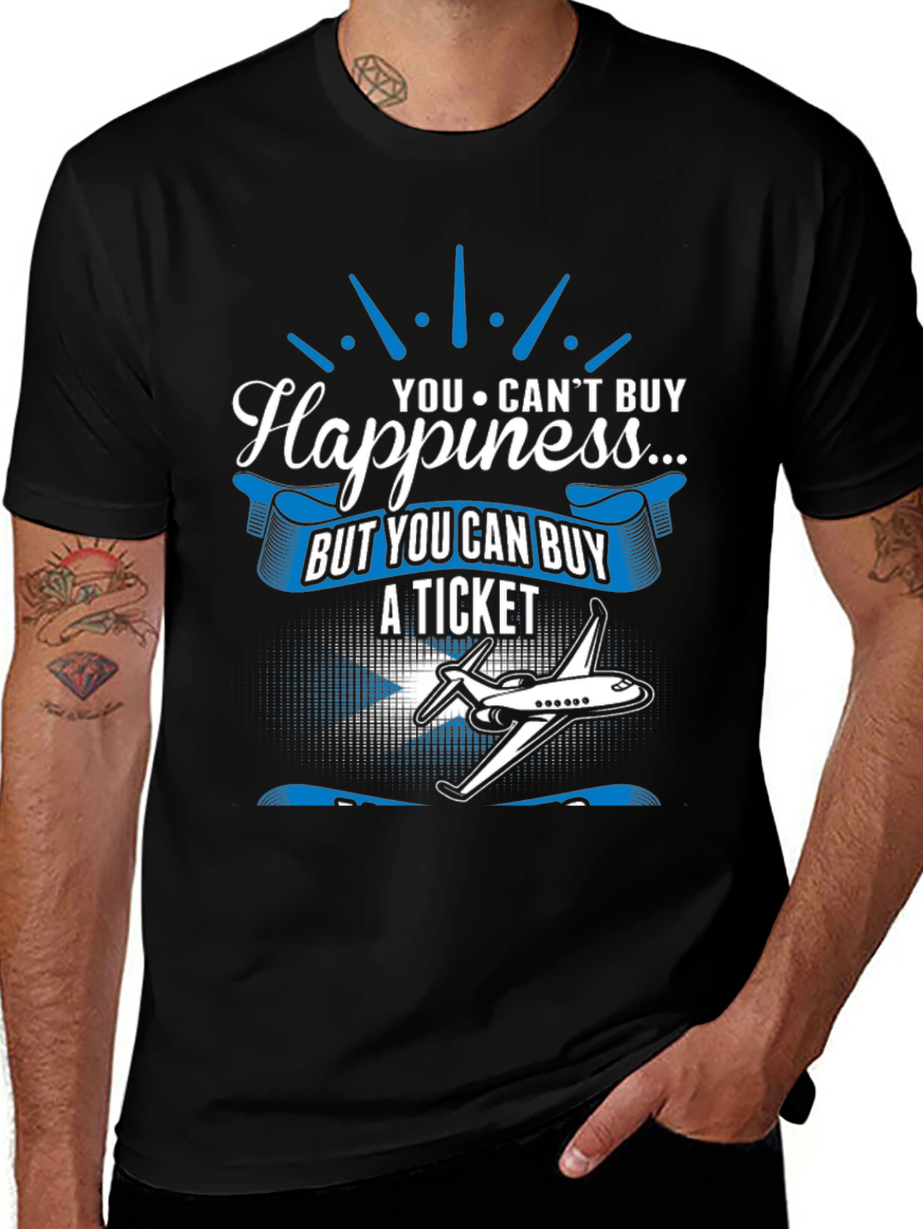 Variant 7 of Happiness Ticket Black Graphic T-Shirt