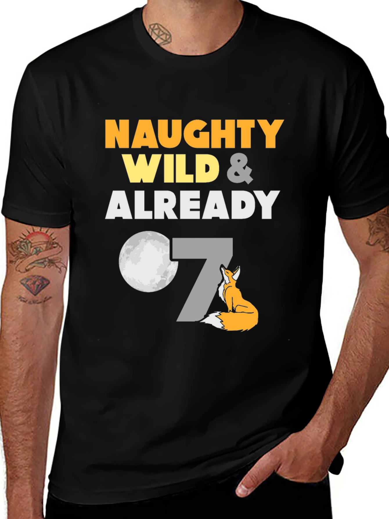 Variant 16 of Naughty Wild & Already 7 Fox Birthday T-Shirt