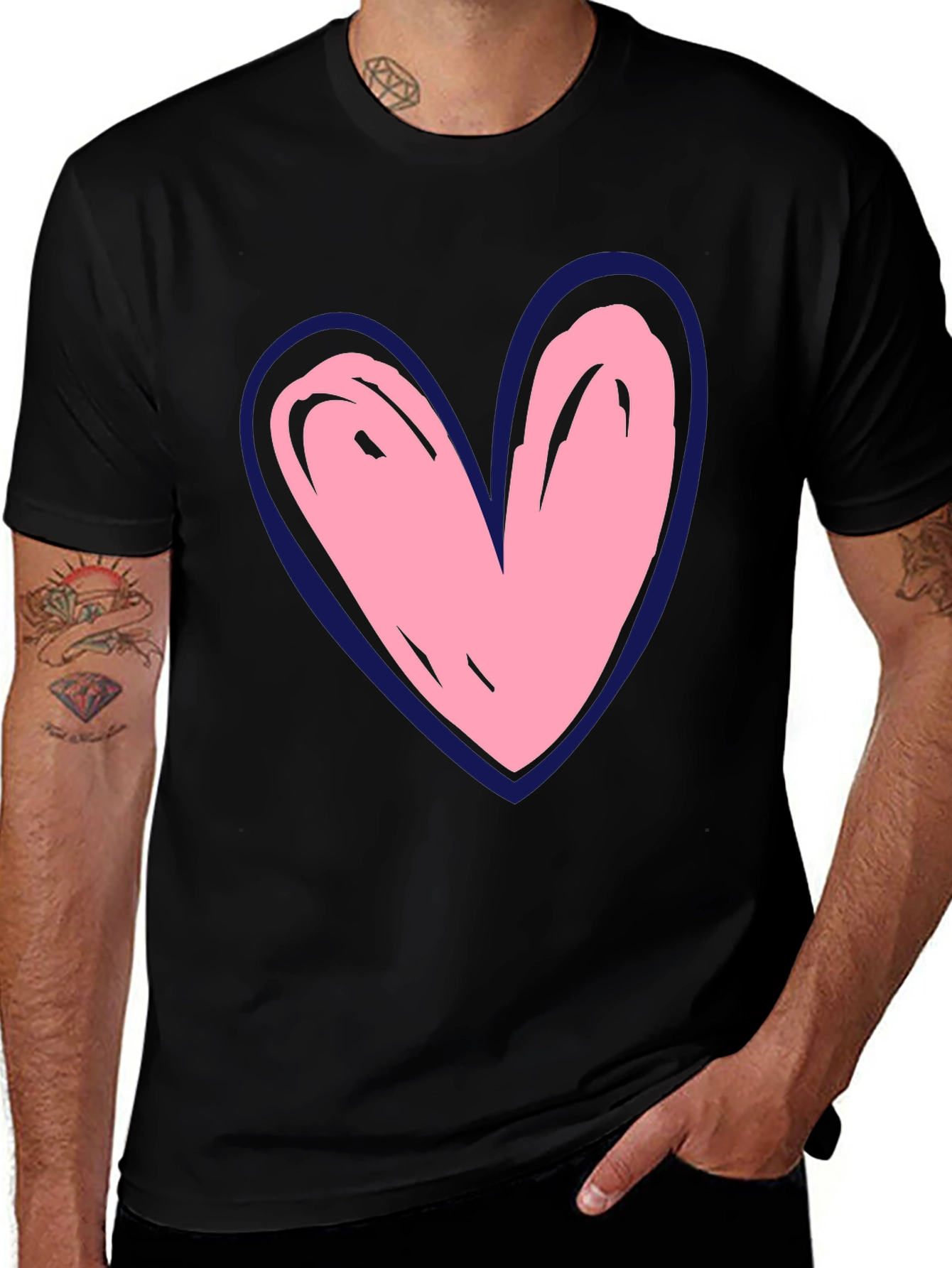 Variant 27 of Heart Graphic Tee - Black Cotton Blend