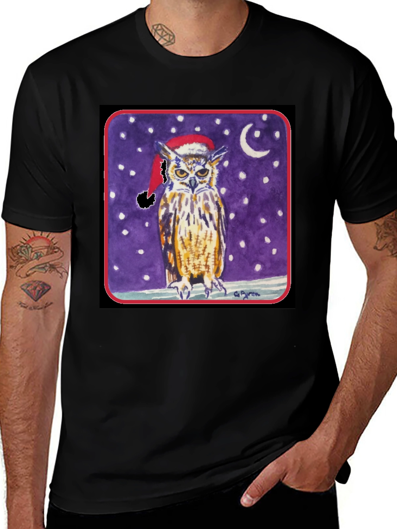 Variant 19 of Owl Christmas T-Shirt - Winter Night