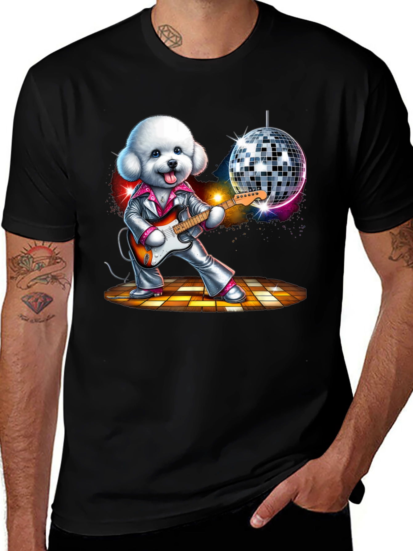 Variant 6 of Disco Dog Guitarist T-Shirt