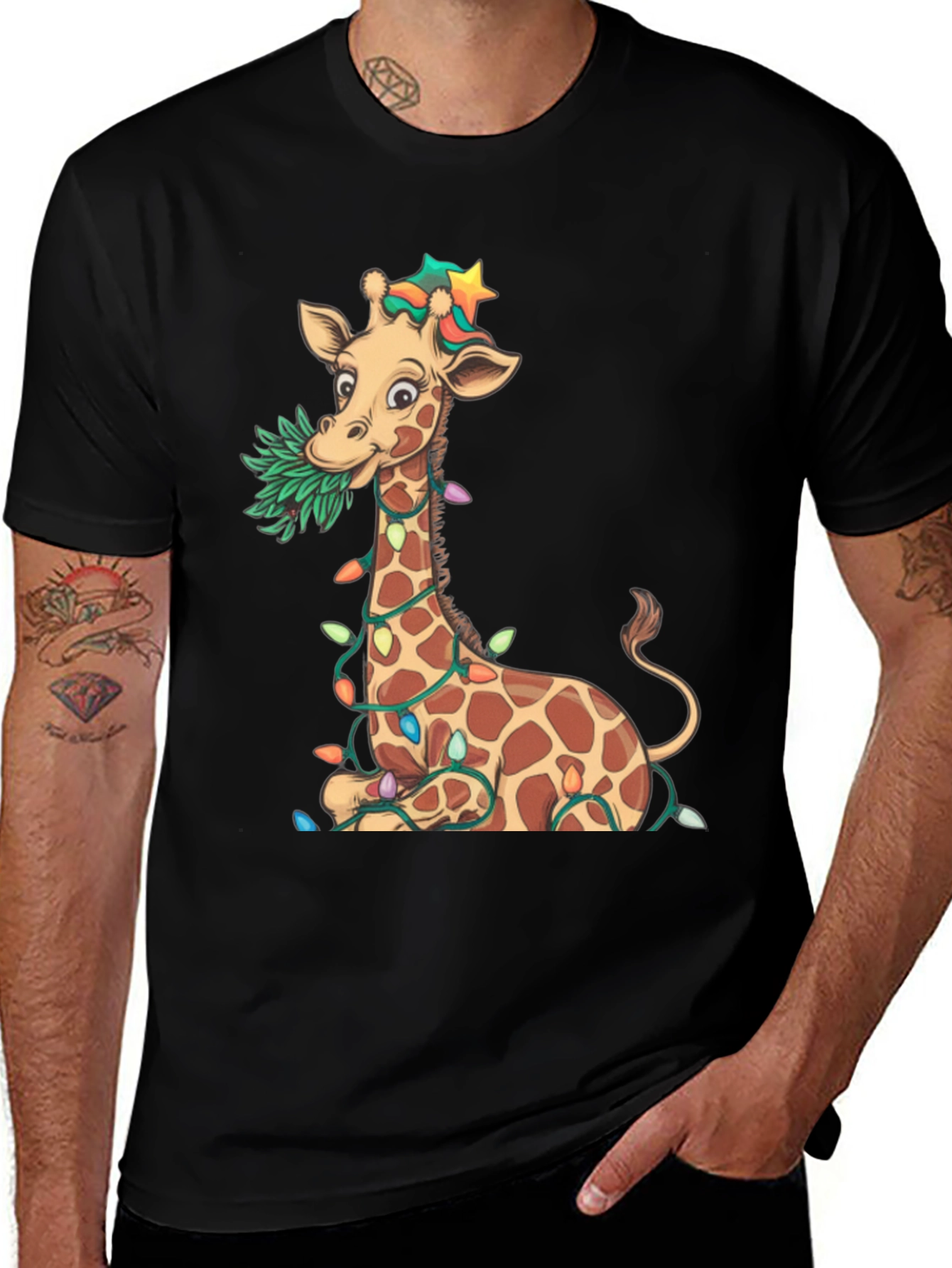 Variant 17 of Festive Giraffe Graphic Tee