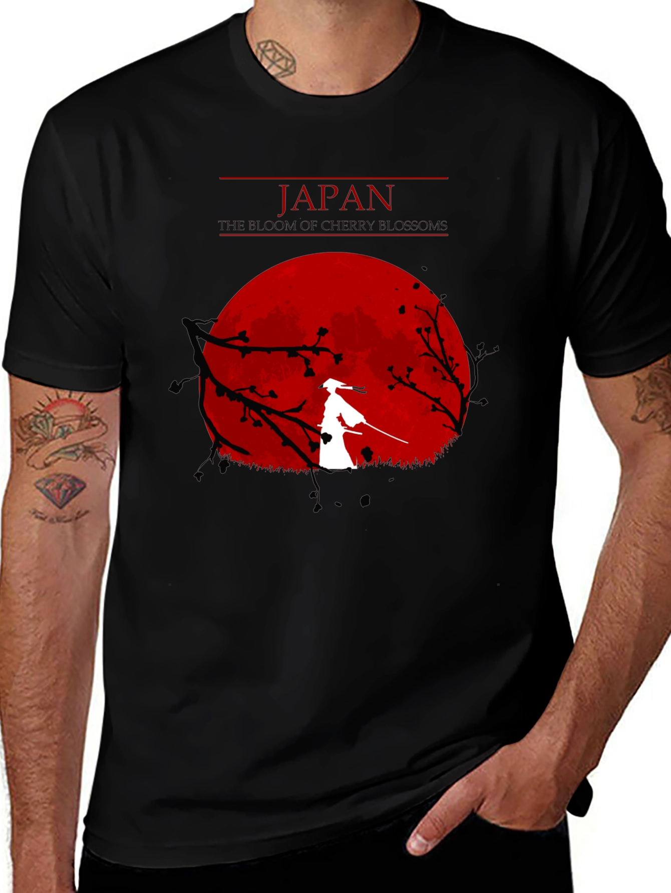 Japan Samurai T-Shirt - Cherry Blossom Design