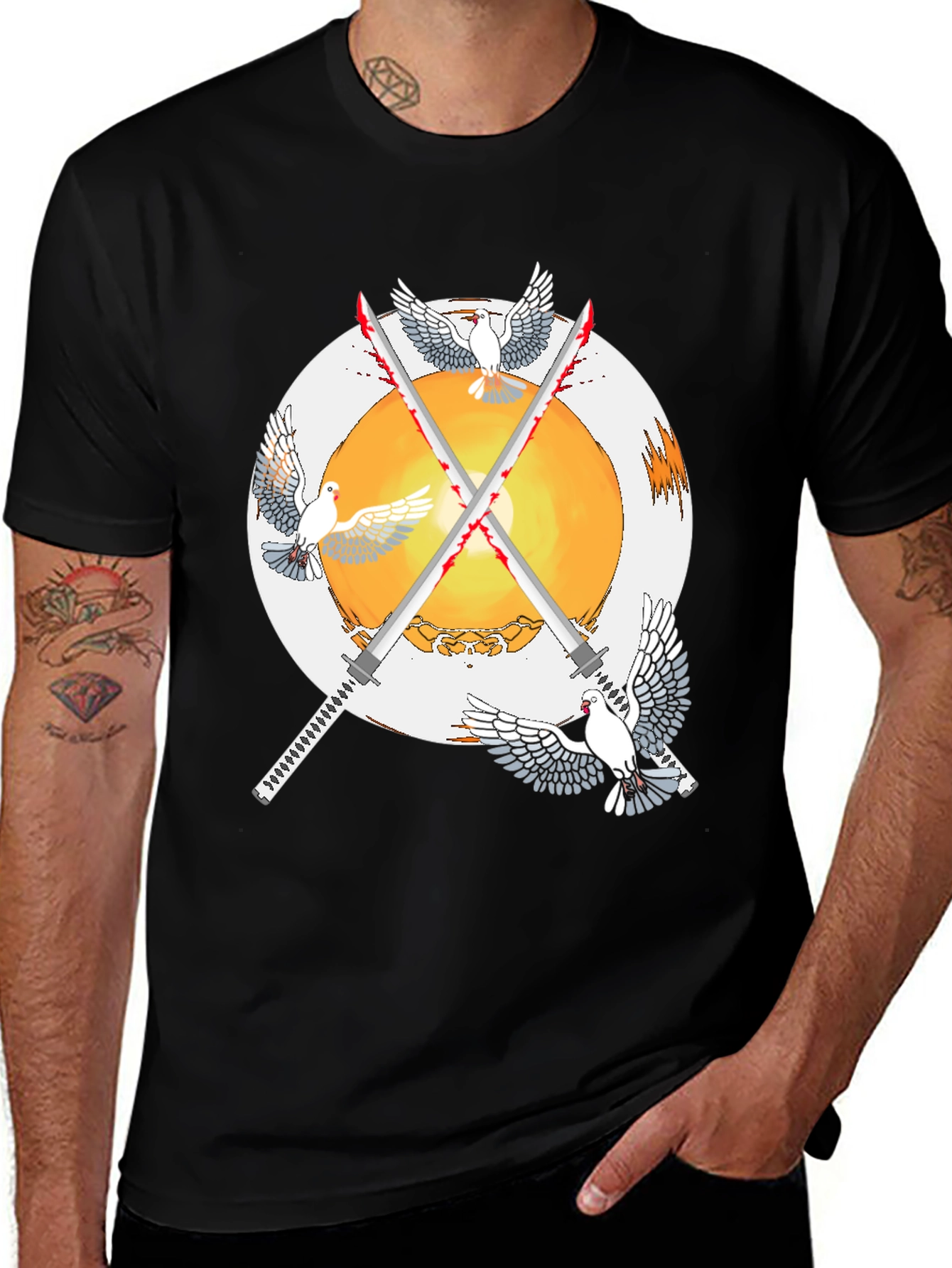 Doves and Swords Graphic T-Shirt