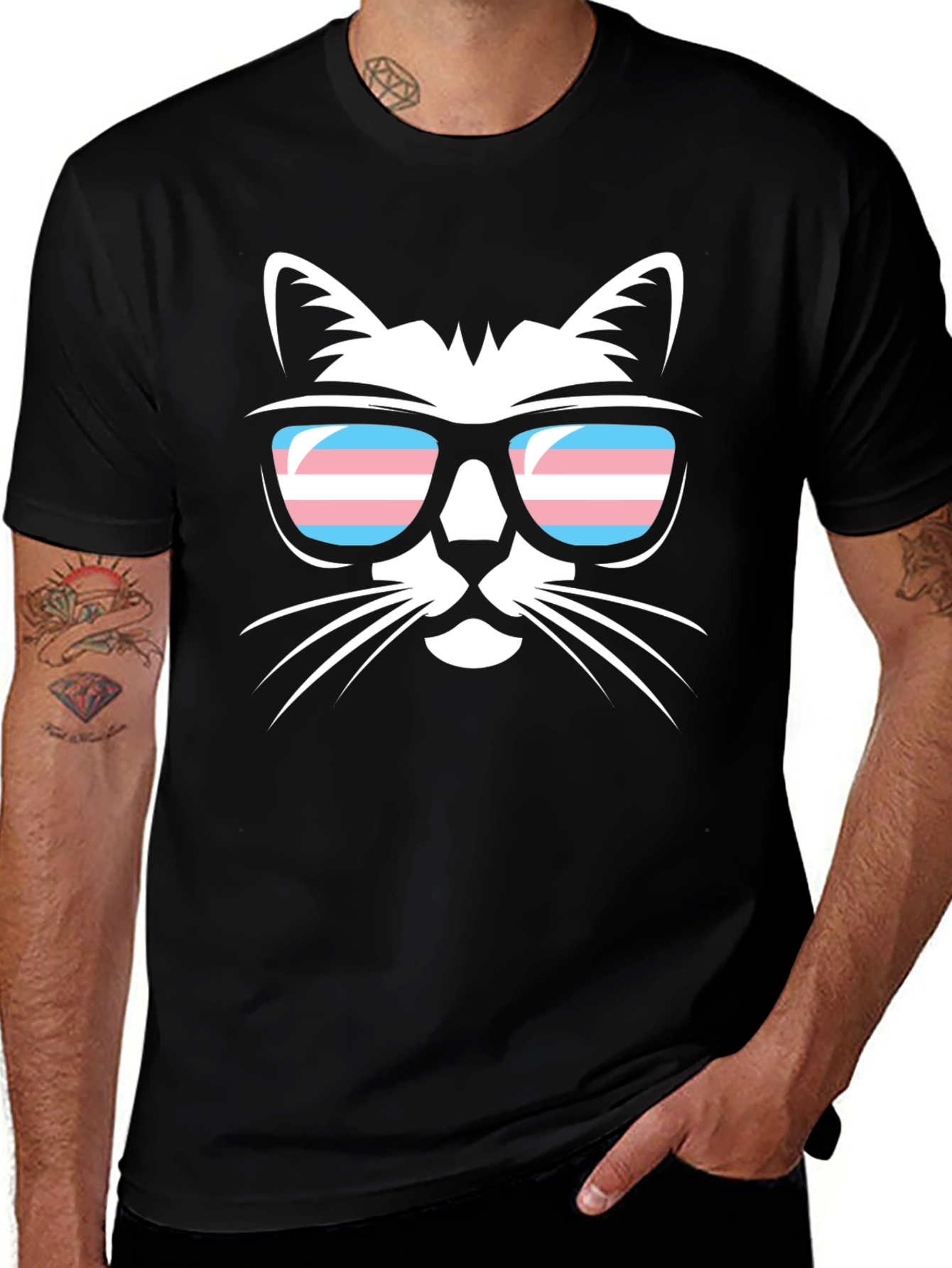 Variant 11 of Cool Cat T-Shirt - Transgender Pride Sunglasses
