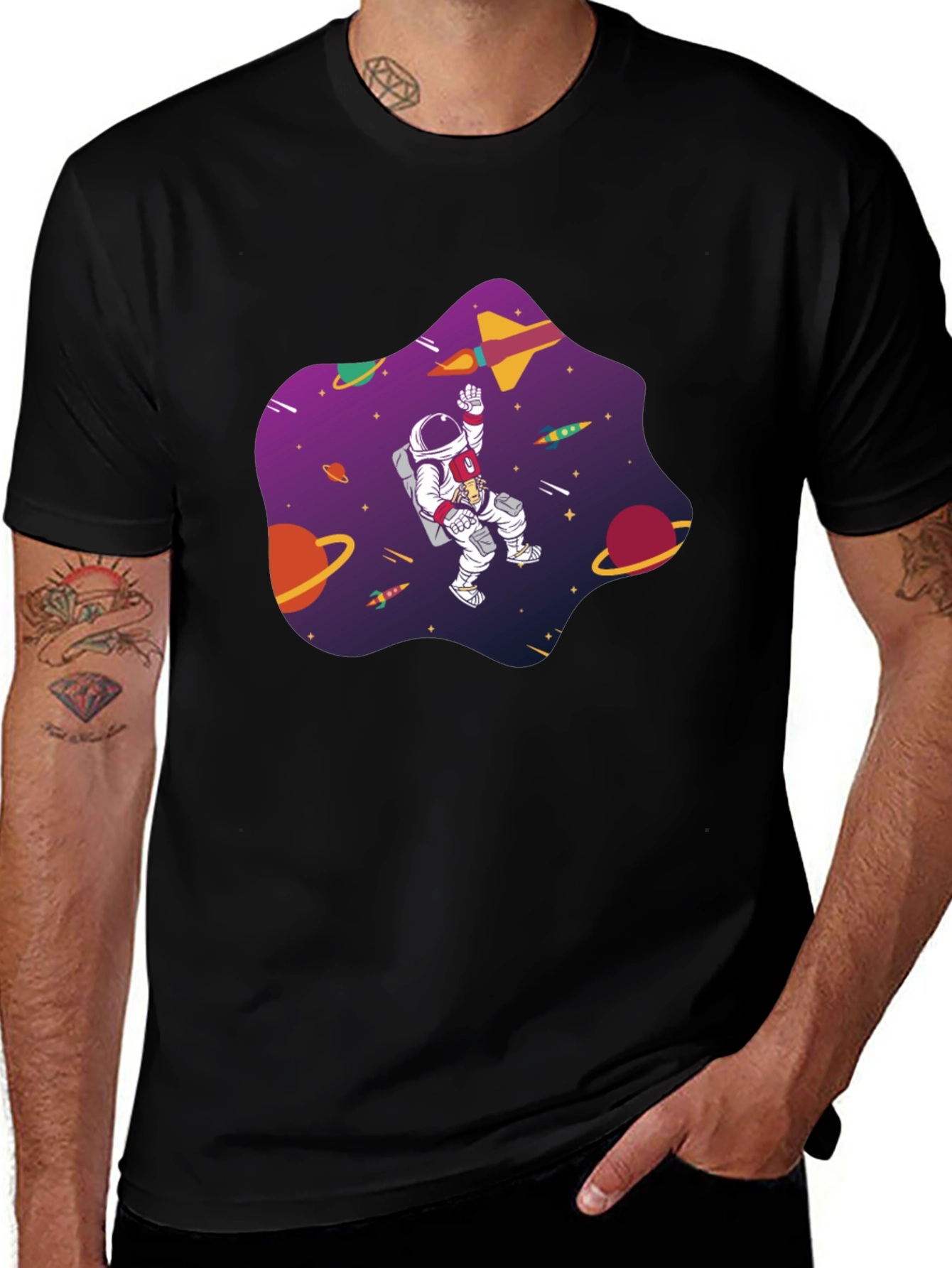Cosmic Astronaut Black T-Shirt