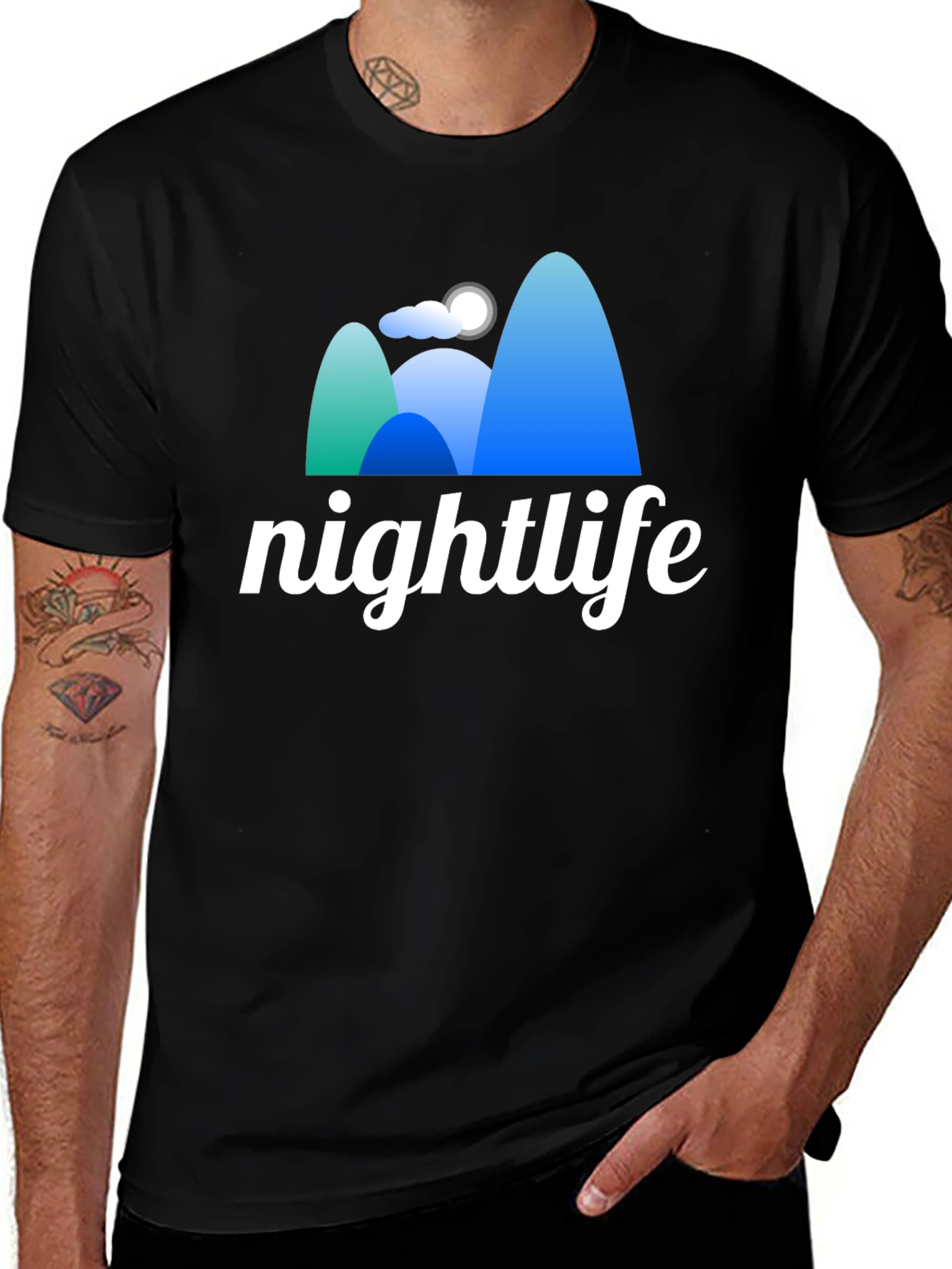 Variant 3 of Nightlife Mountain Graphic Tee - Black