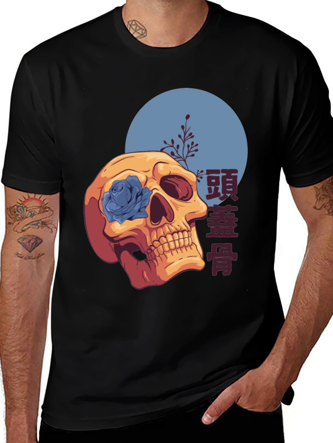 Variant 10 of Skull & Rose Graphic T-Shirt - Unique Design
