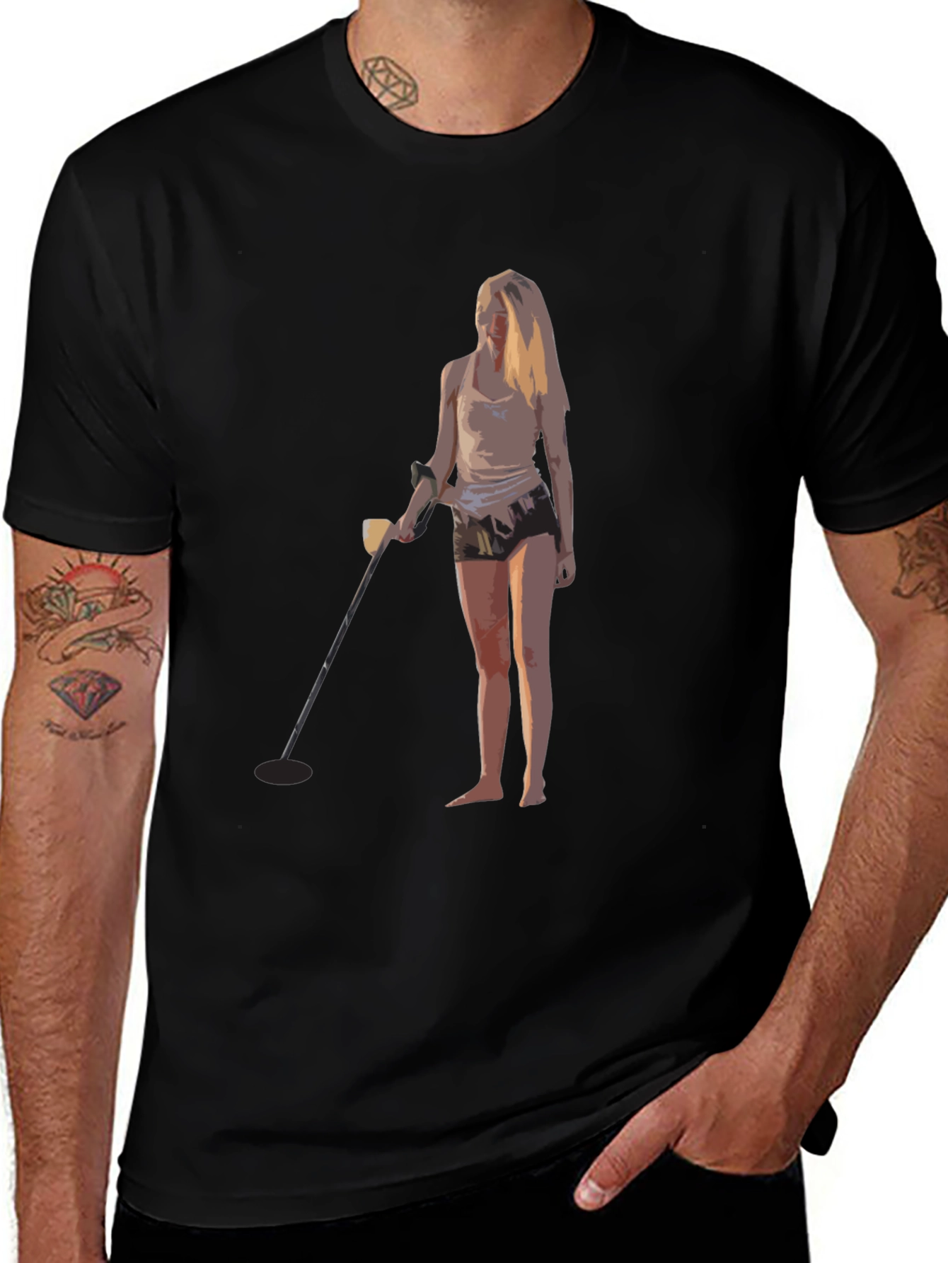 Variant 16 of Metal Detecting Girl Graphic T-Shirt - Black