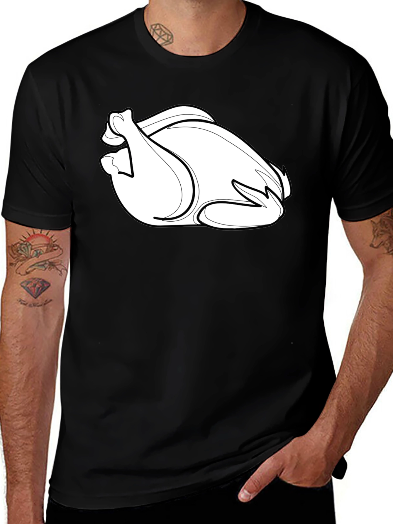 Variant 7 of Thanksgiving Turkey Graphic Tee - Black Casual T-Shirt