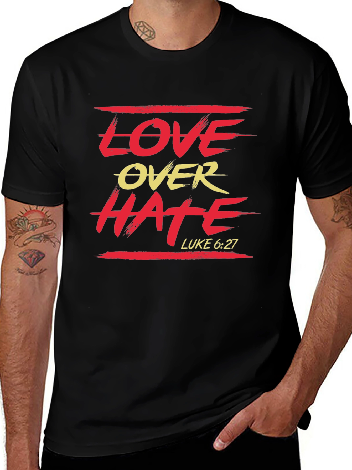 Variant 23 of Love Over Hate T-Shirt - Religious Graphic Tee