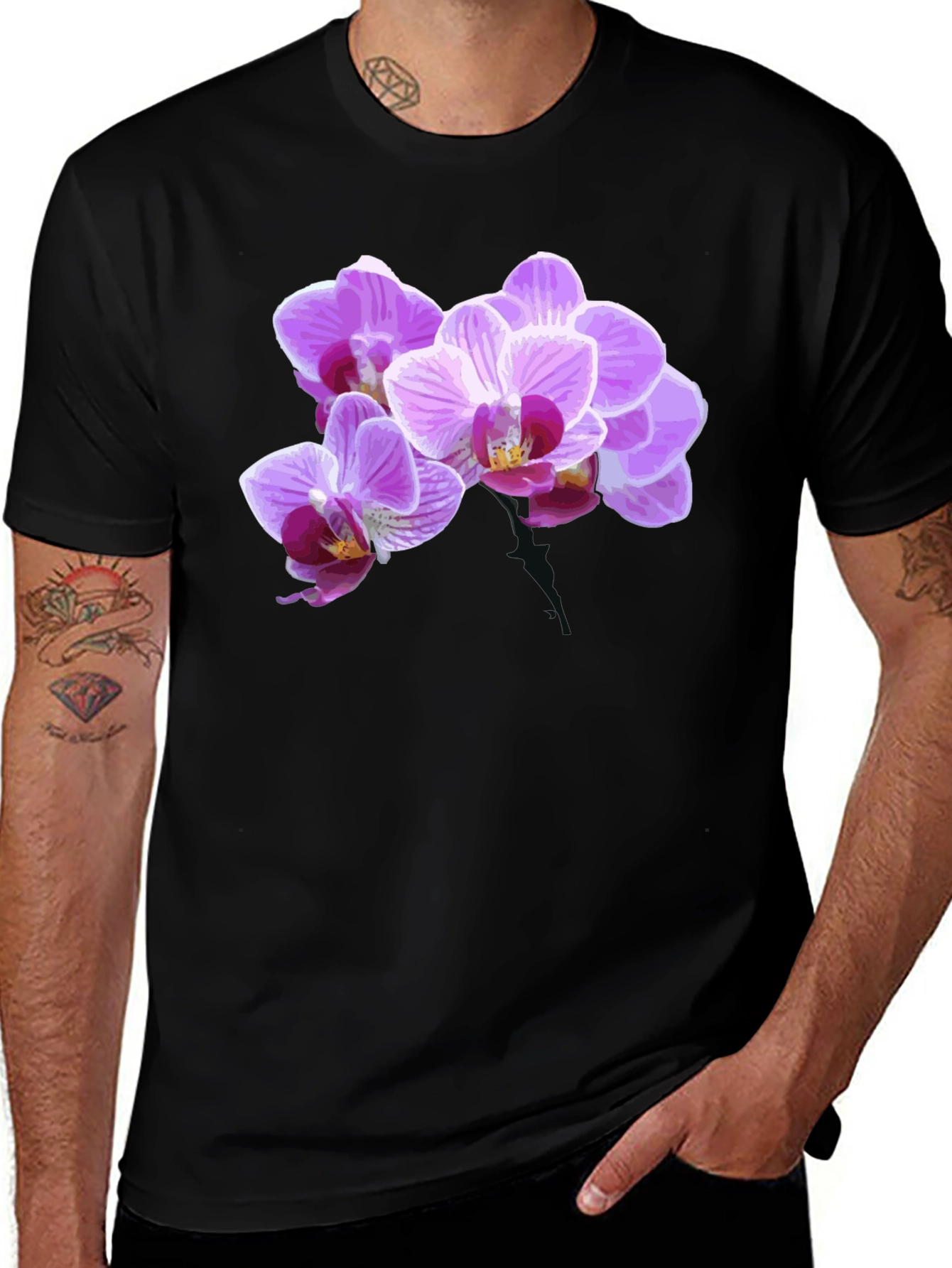 Floral Print Black T-Shirt