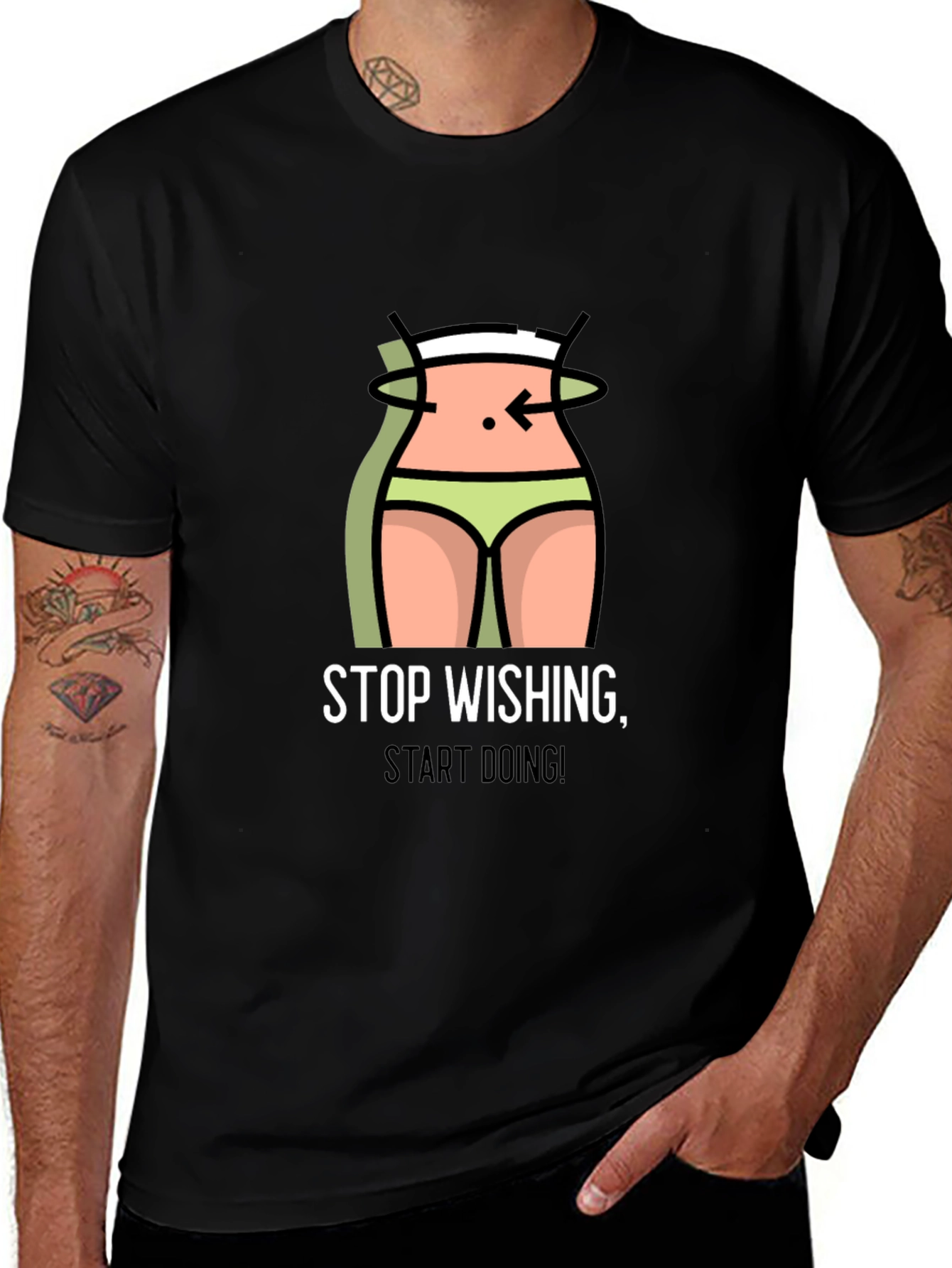 Variant 5 of Stop Wishing Start Doing Graphic Tee - Black