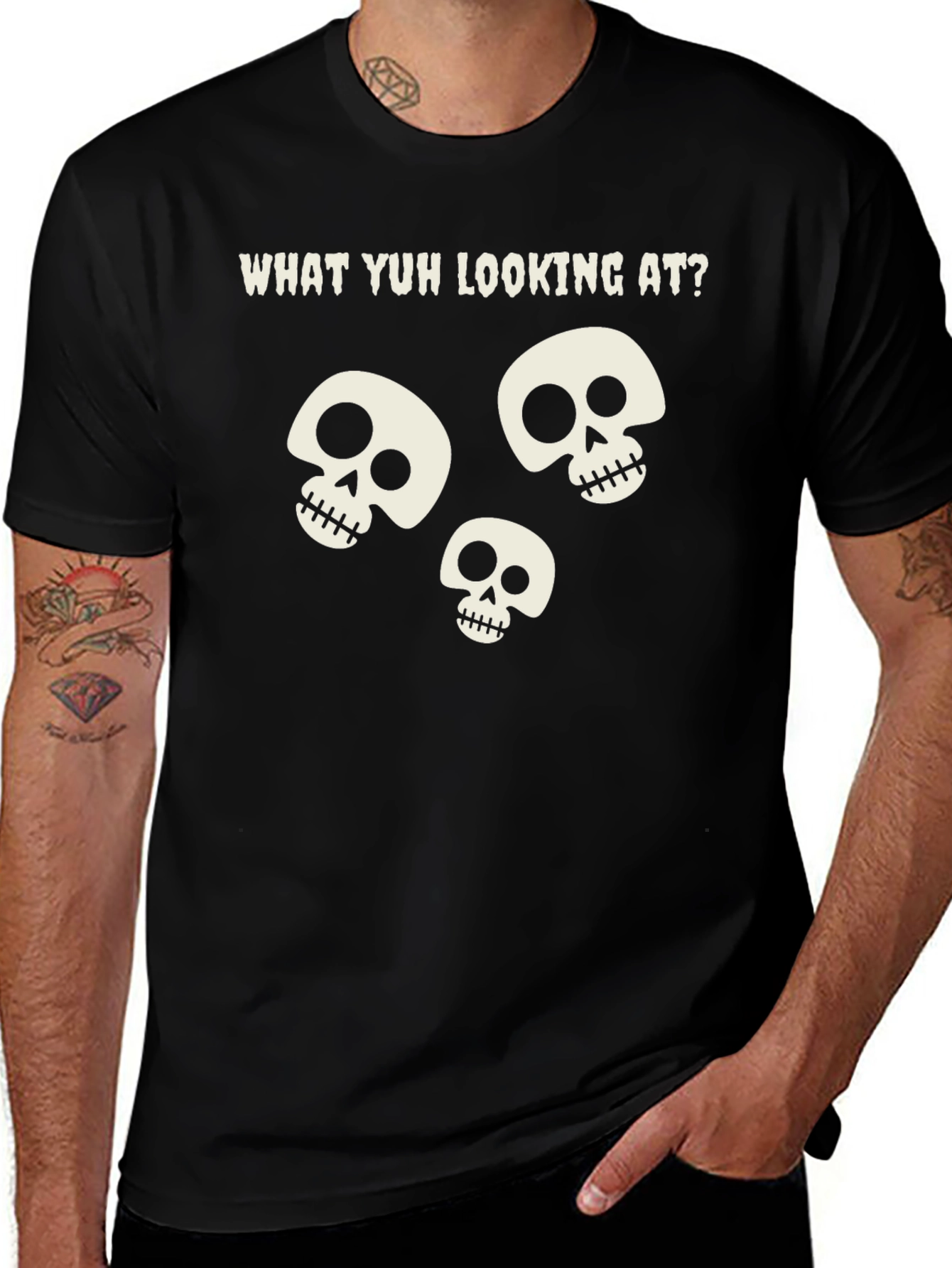 Variant 18 of Skull Graphic T-Shirt - What Yuh Looking At?