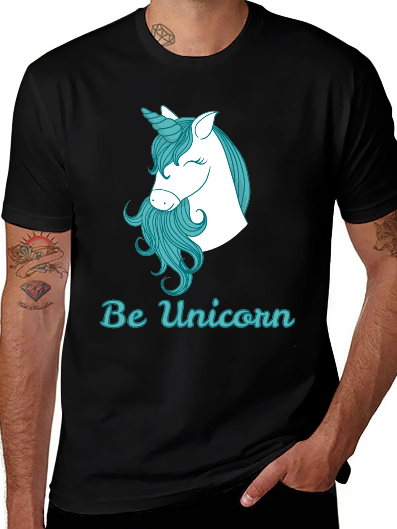 Variant 24 of Be Unicorn T-Shirt - Black Cotton Tee