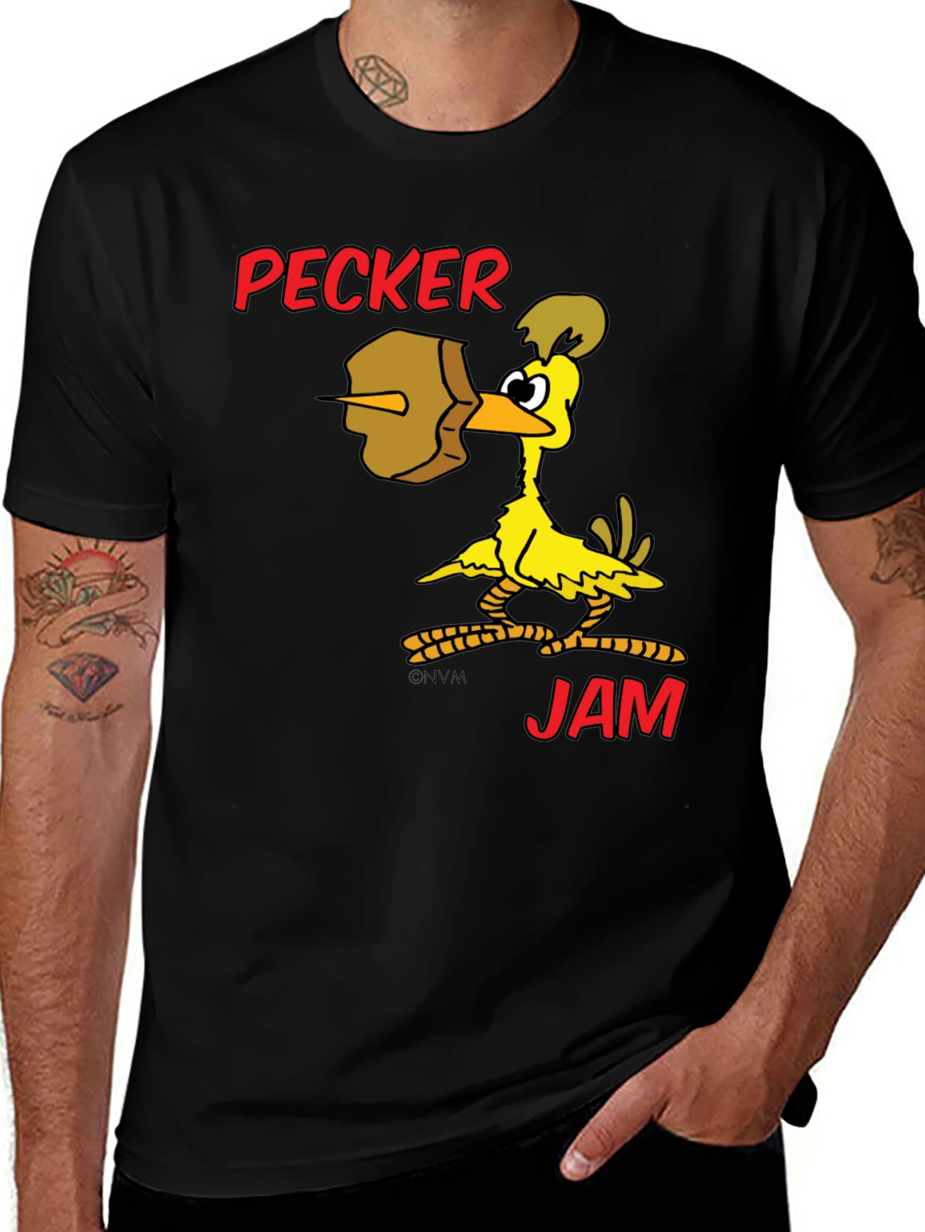 Variant 16 of Pecker Jam Graphic T-Shirt - Funny Cartoon Bird Tee