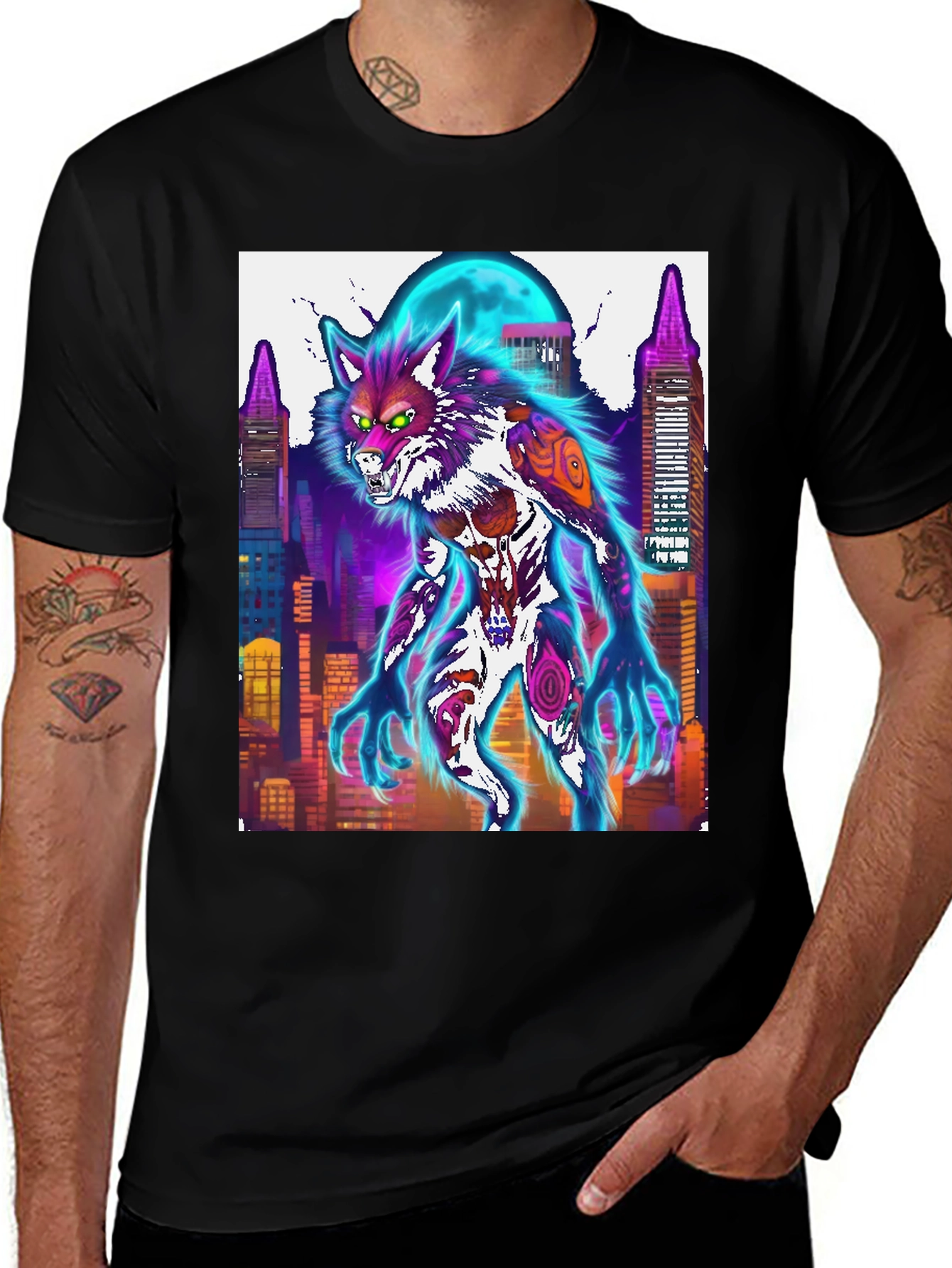 Variant 14 of Werewolf Cityscape Graphic Tee